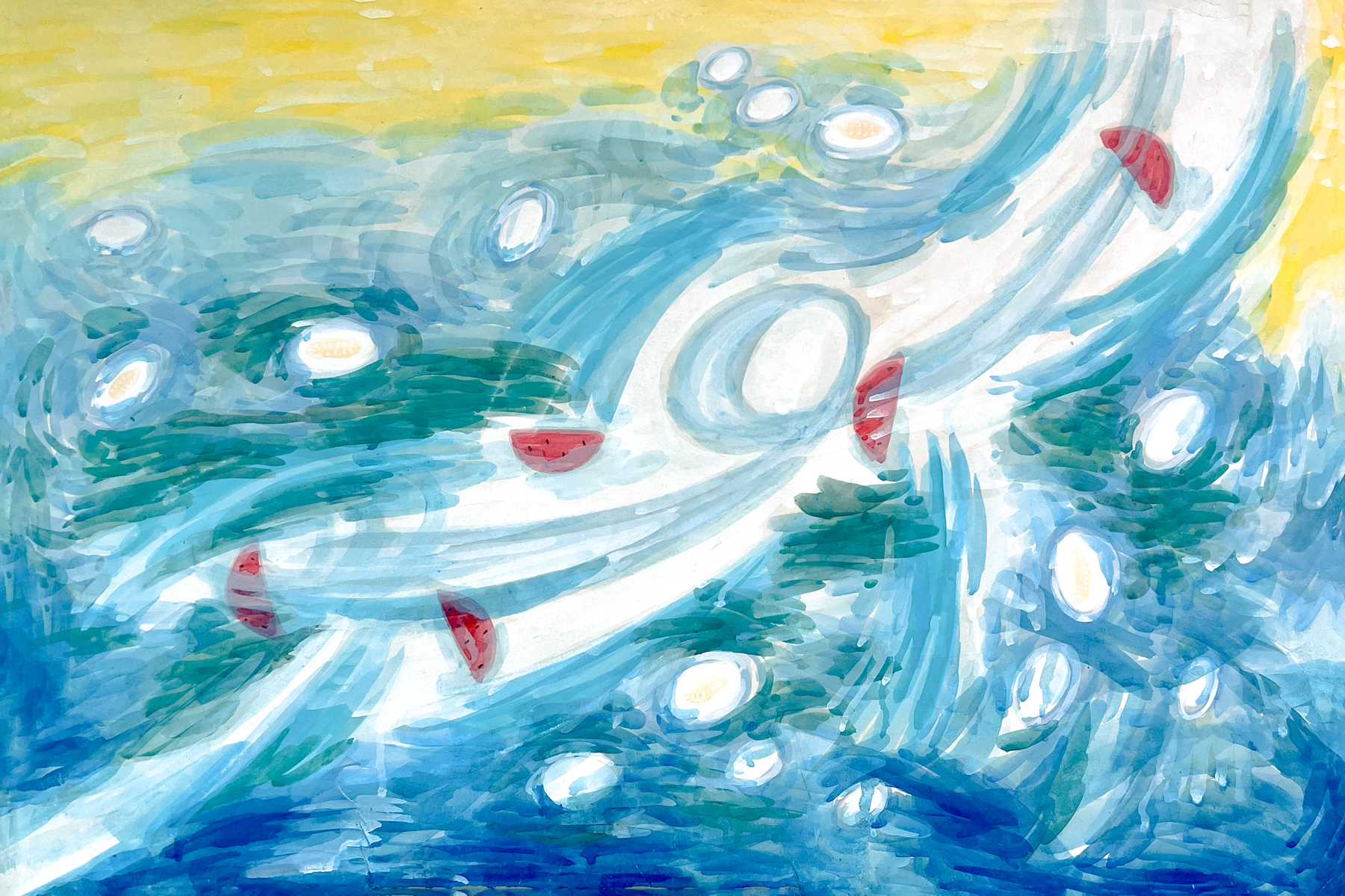 입하: 잠깐의 쉼, 2025, 순지에 채색, 60 x 90 cm