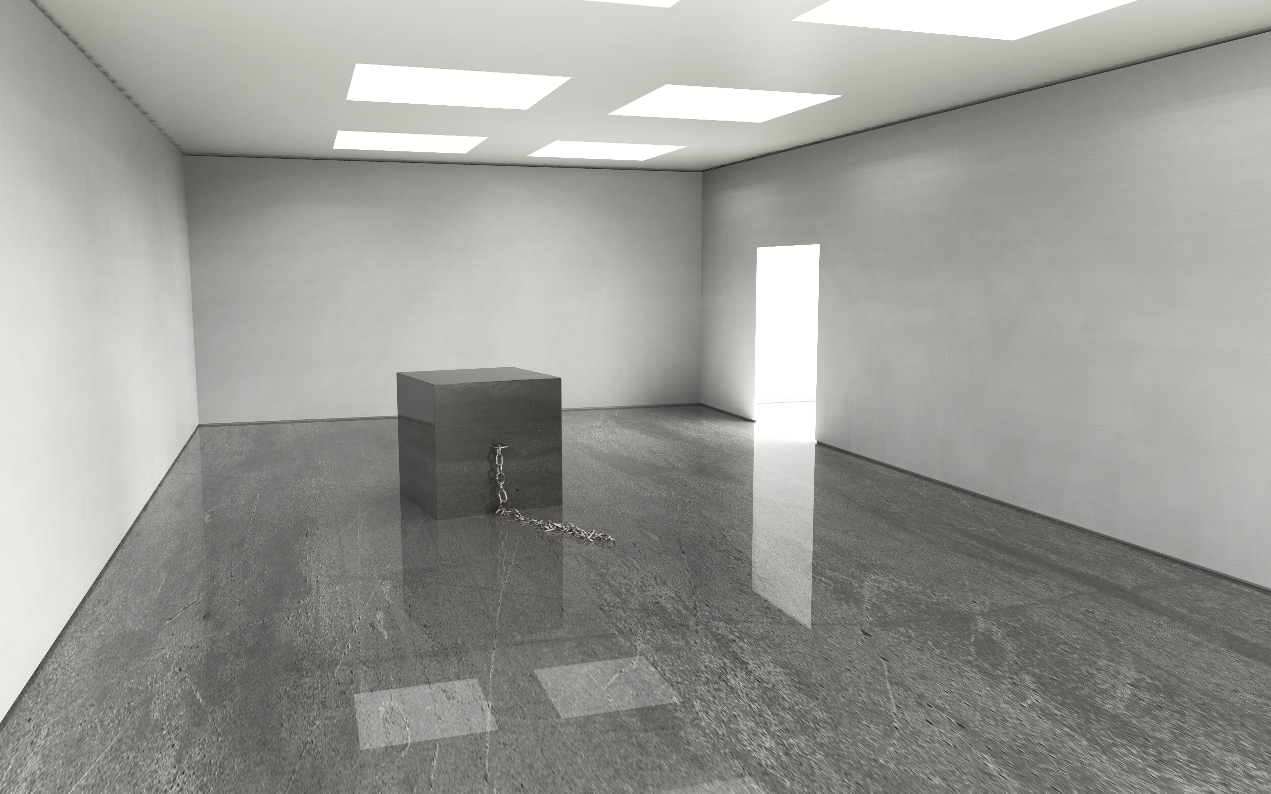 polished white concrete floor