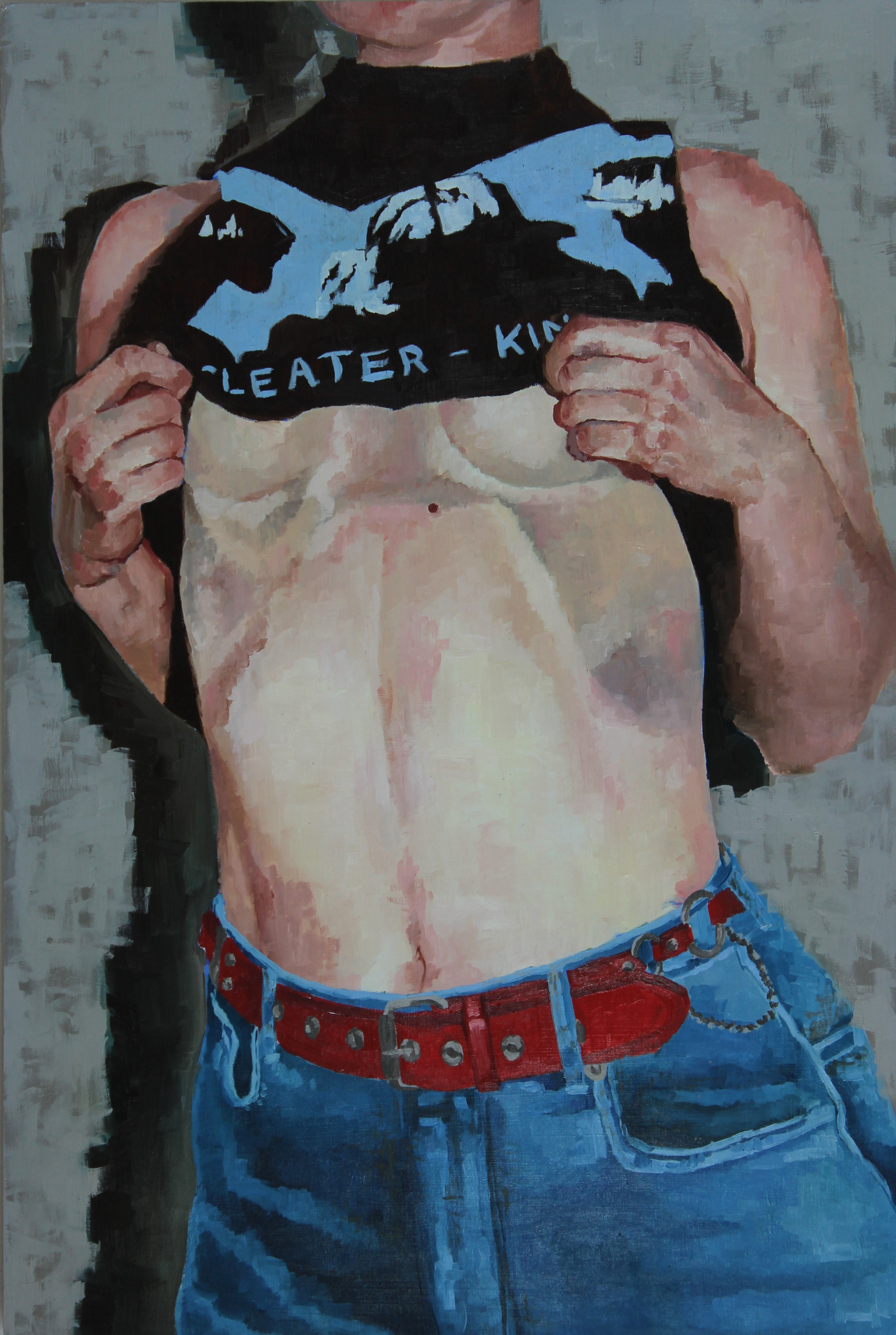 A SHOW OF HANDS, 2019, oil on wood panel, 36x24"