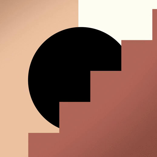 Playful animation of 'The Reveller' Muse of dance - moving through arches.