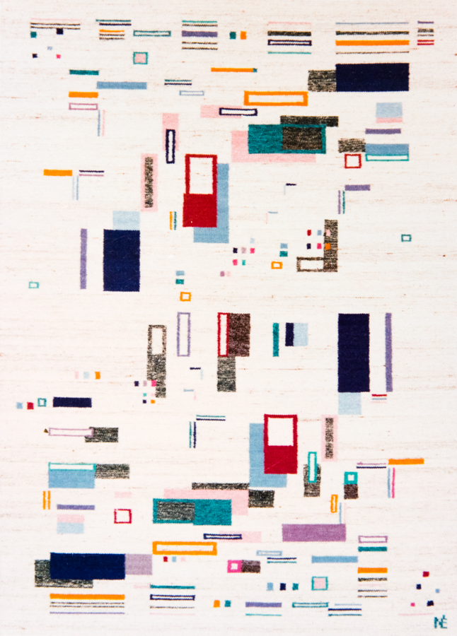 Handwoven wool rug. Serial production. 1990's