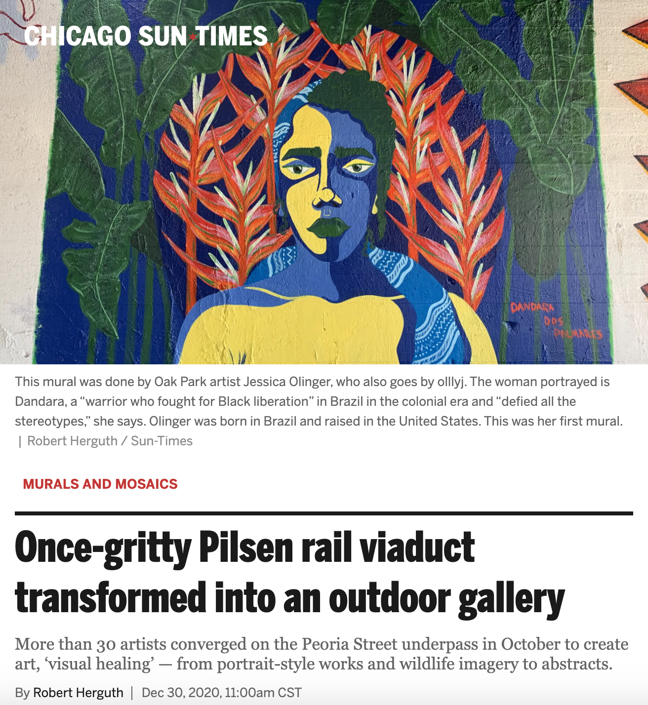 Chicago Sun Times feature with @themuralmovement / 2021 