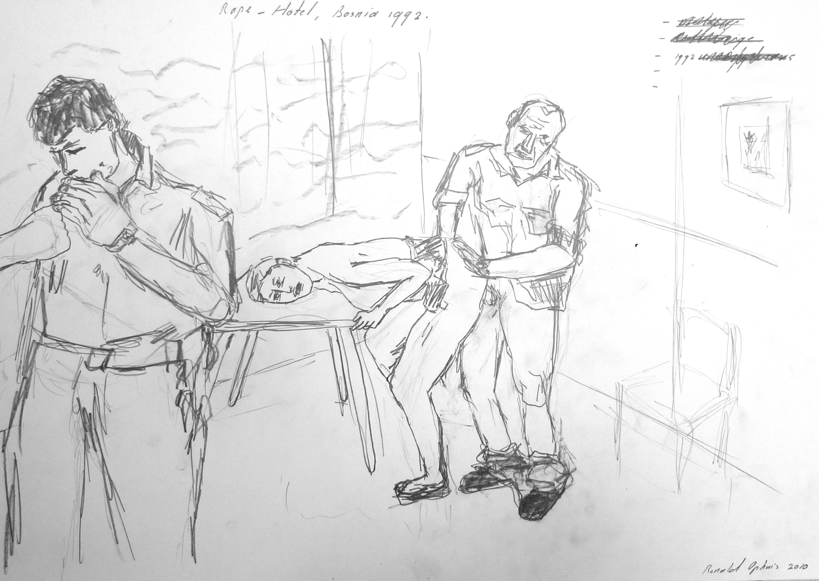 Rape-Hotel Bosnia 1992 28 x 37 cm potlood op papier 2010