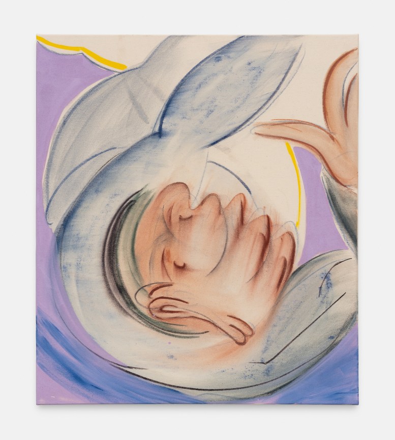 "The Stumbler’s Parade (Head II)," 2022. Pastel and acrylic on canvas; 31 1/2 x 27 1/2 in (80 x 70 cm)