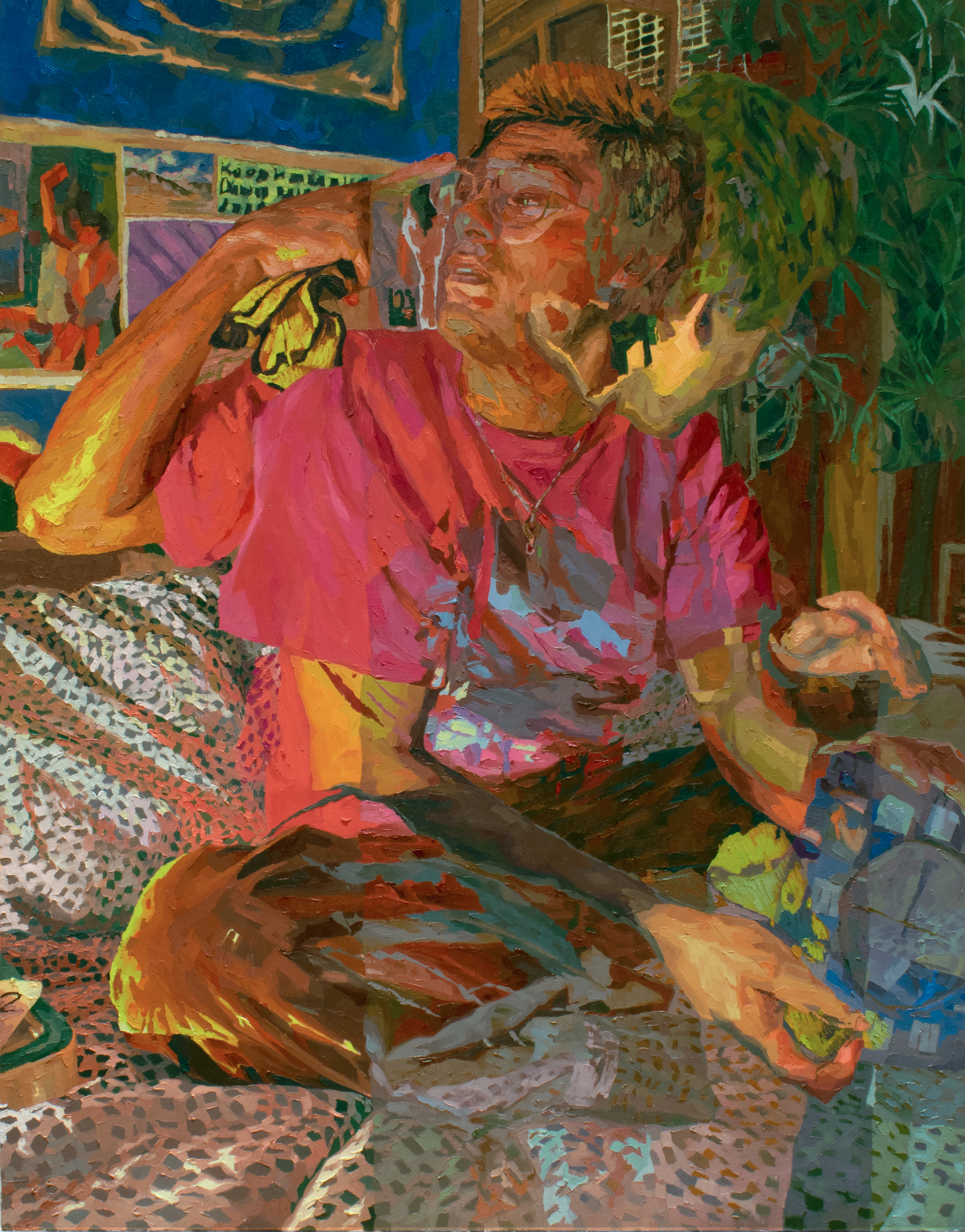 A NICE HAND HOLD 46X56 OIL ON CANVAS, 2023