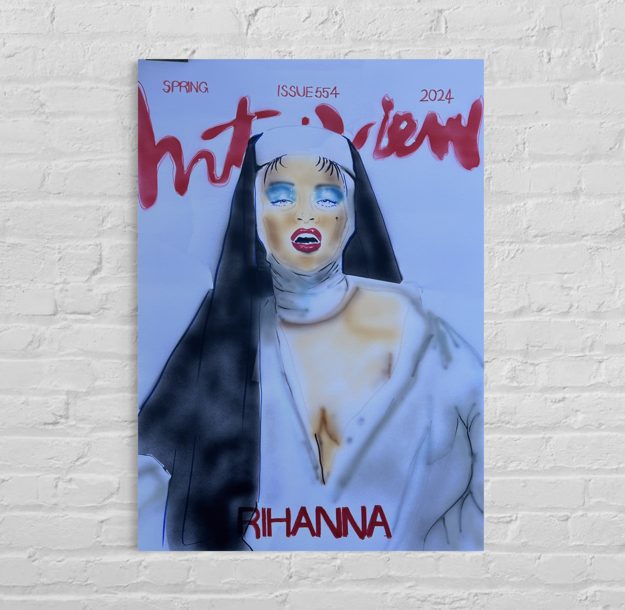   RIHANNA, (2024), acrylic paint on 200GSM Cartridge. FOR SALE