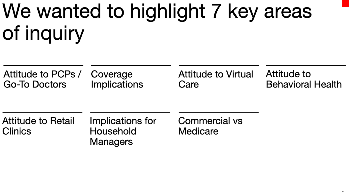 The 7 key areas we focused on