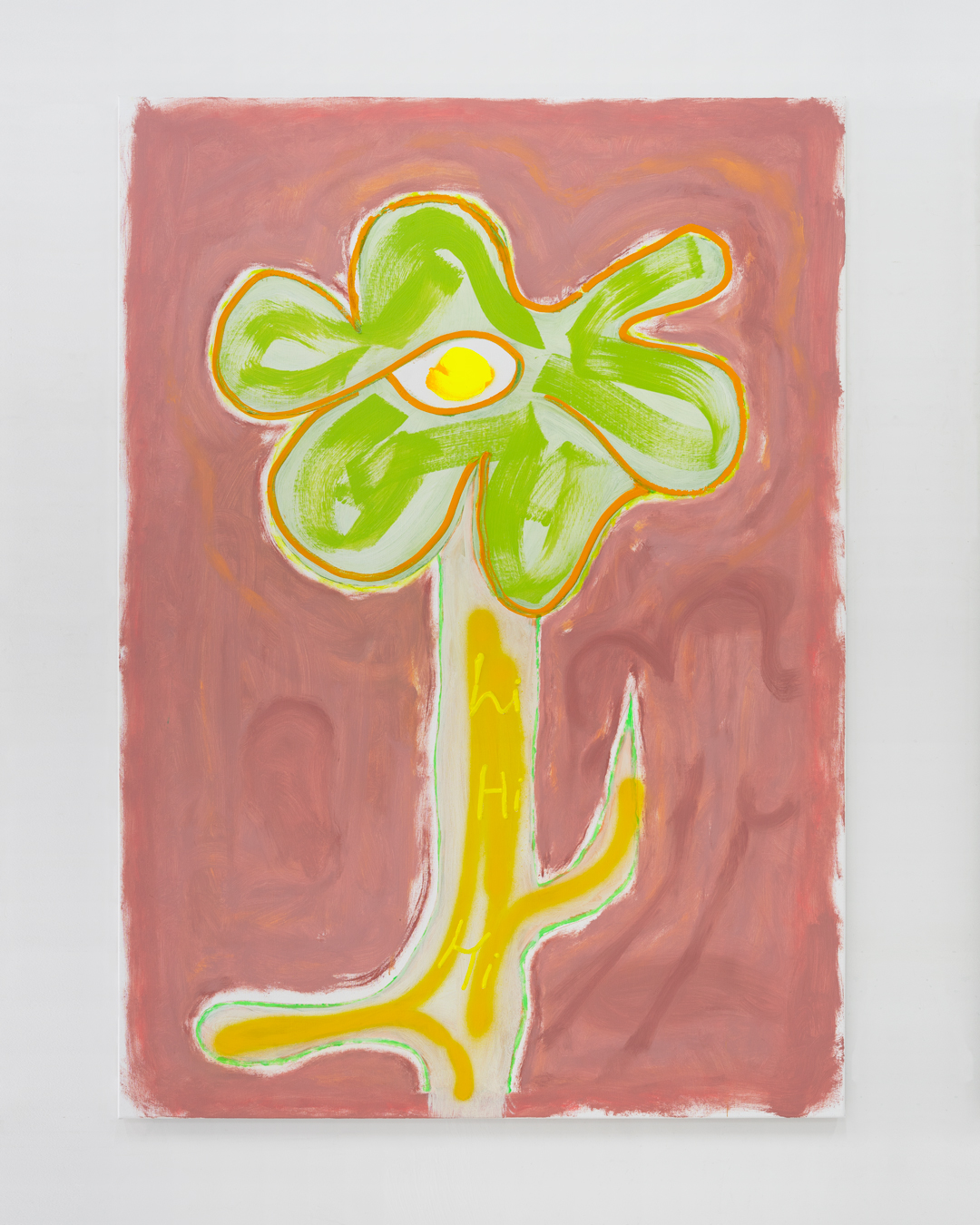 Green flower over the sun, 2021Acrylic, oil and spray paint on canvas180 x 120  cm