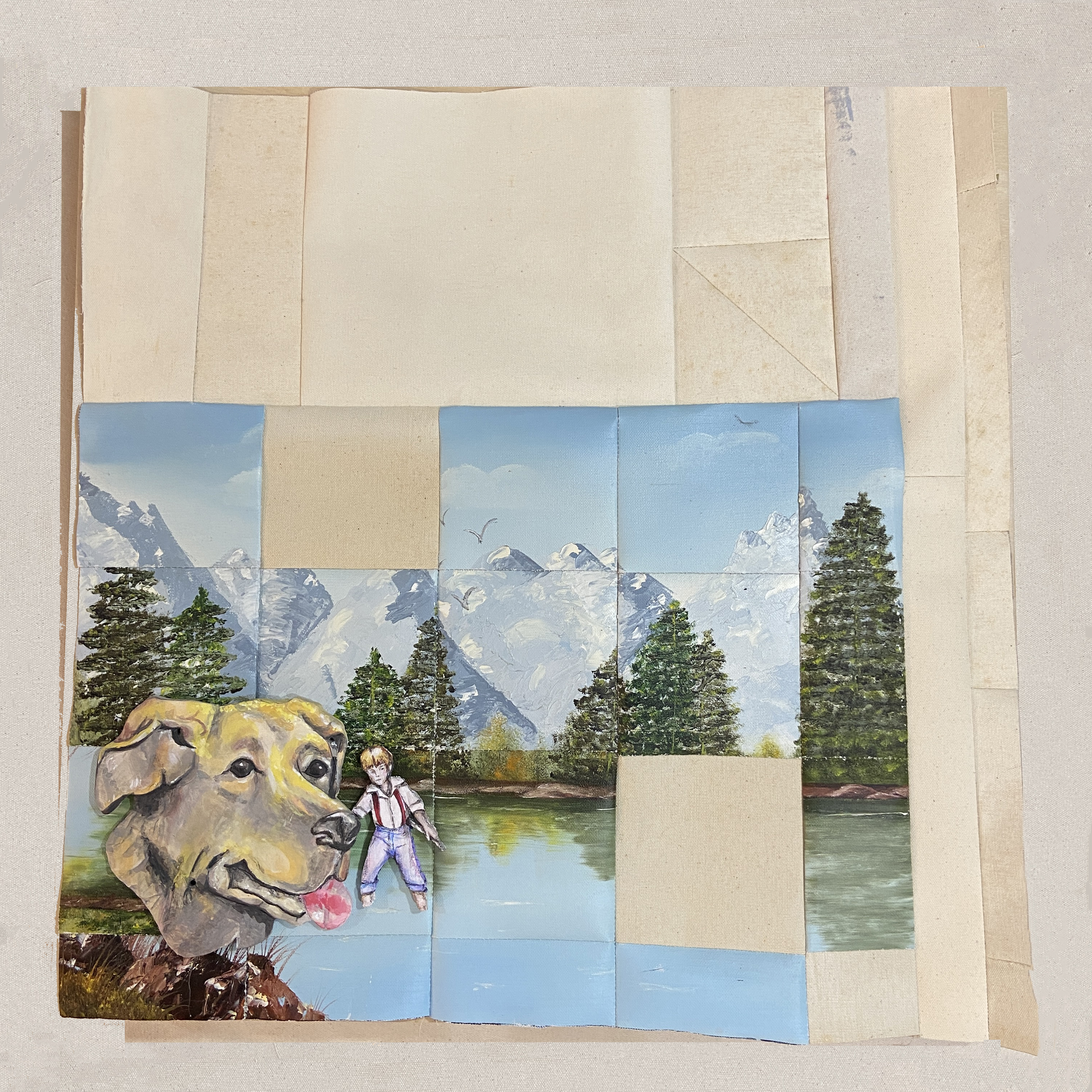 Old Yeller 2025 ceramic, salvaged fabrics $850