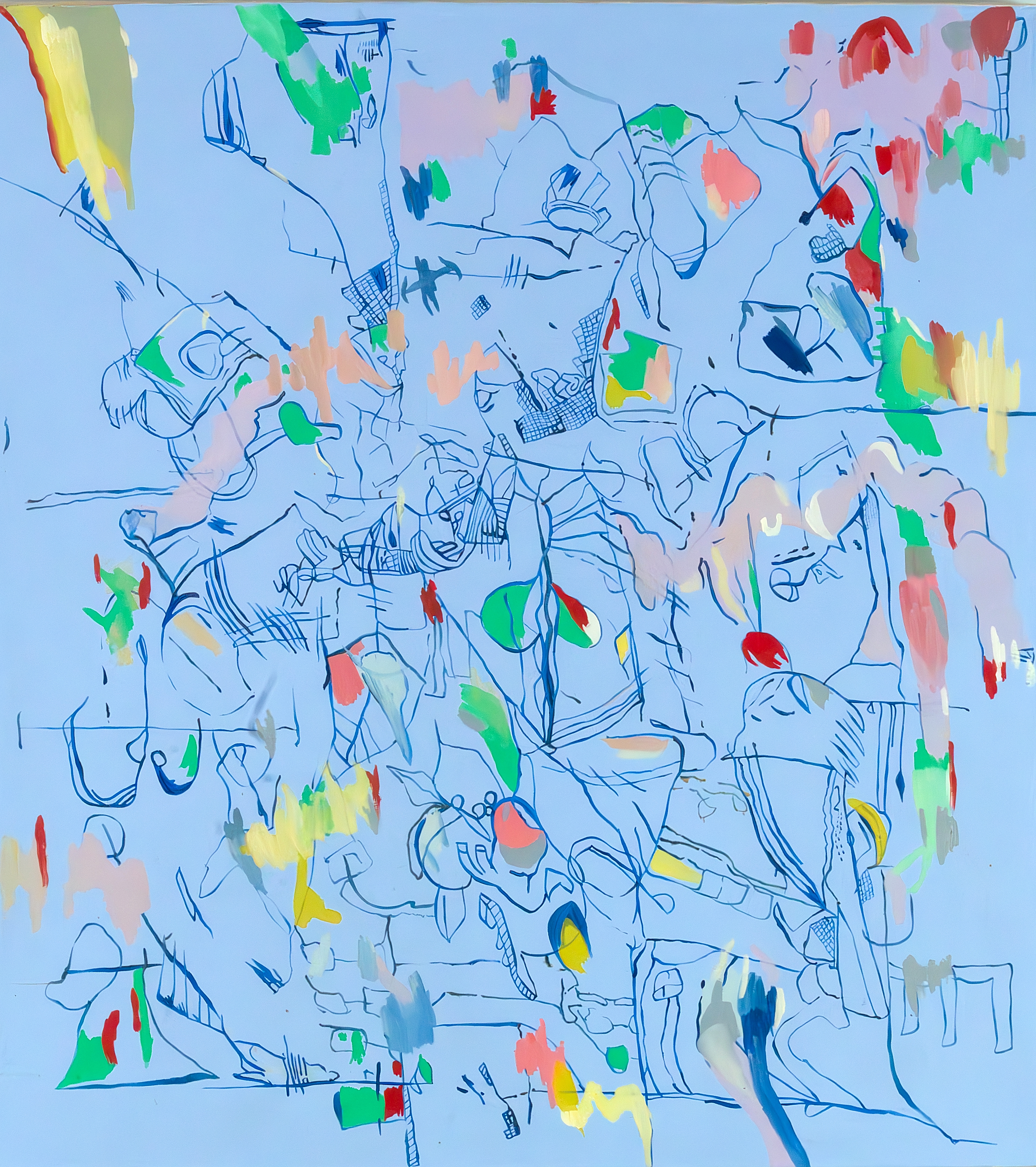 Left to Right, oil + acrylic on linen, 36 x 30 inches, 2023