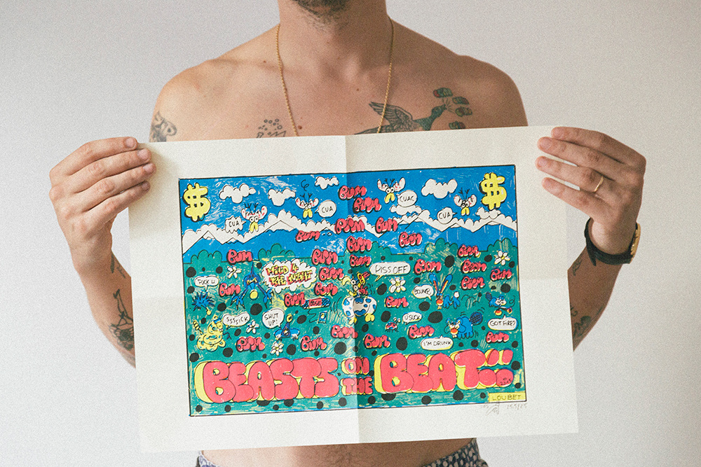 Beasts on the beat silkscreen / Icescreen serigraphie