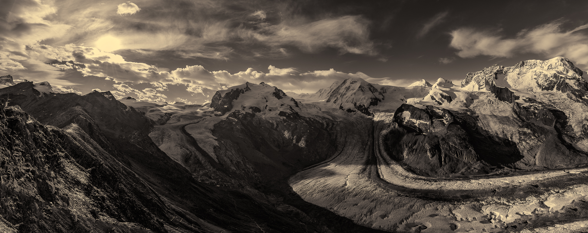 Massif du Mont Rose et Gornergletscher.