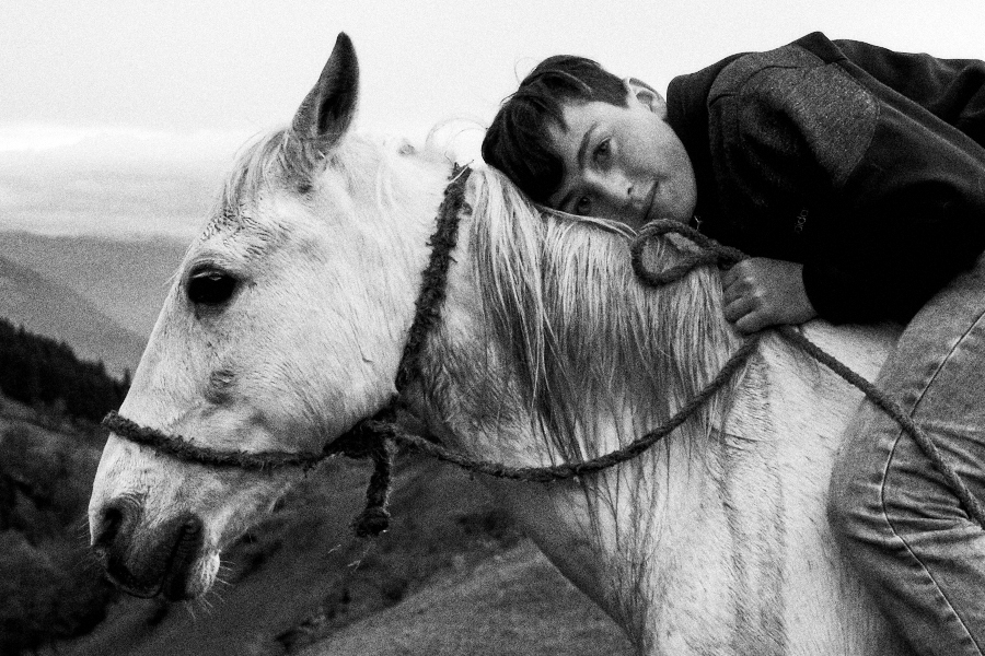 Bachano and the family horse in the mountains above the family house. May 2018