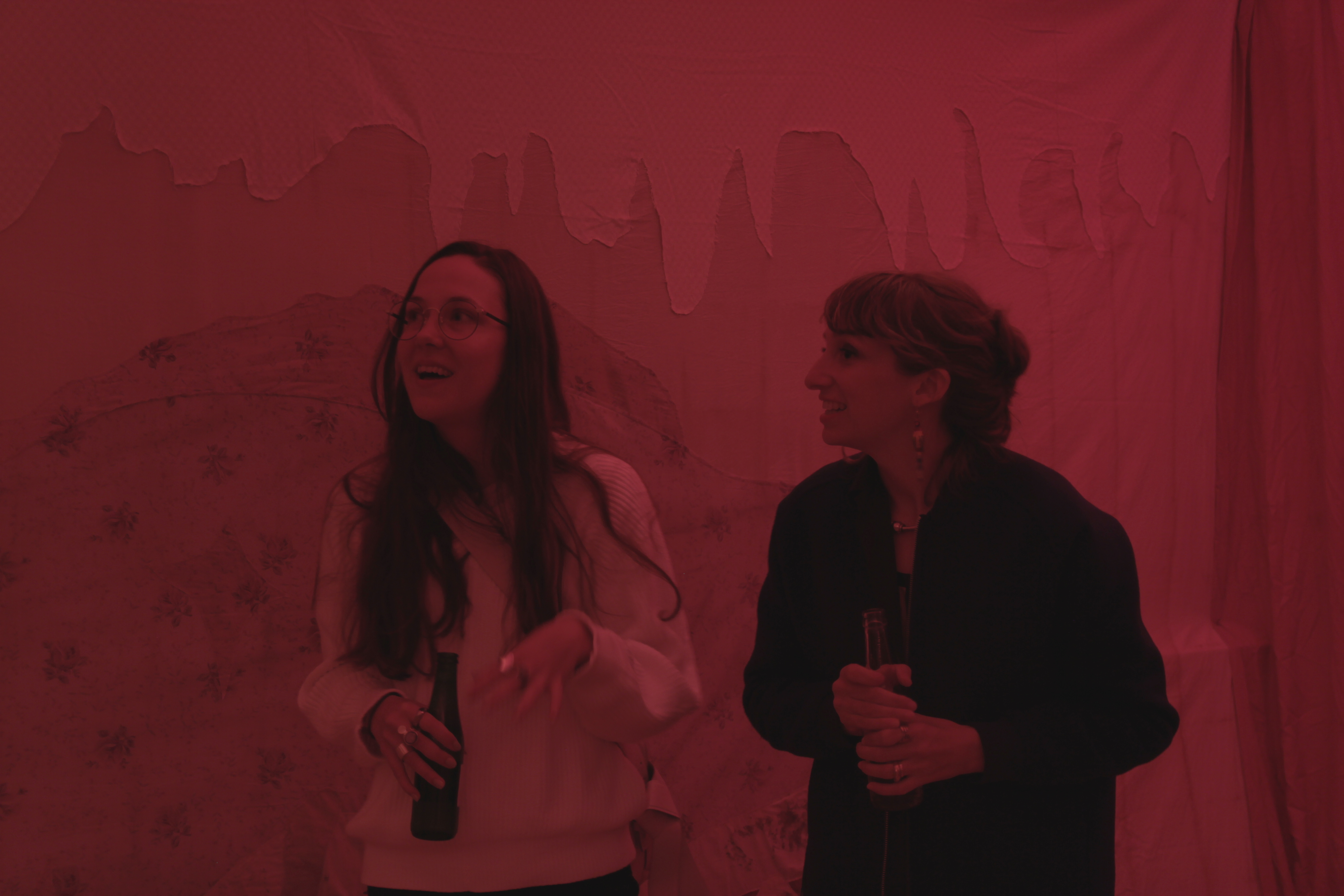 Anna Reutinger & Garance Wullschleger, Morte Liiiiiiiffeeeeeee, still naaaaaattuuuuree, exhibition opening, Galleri Nef, 2021. Photo: Mourning School