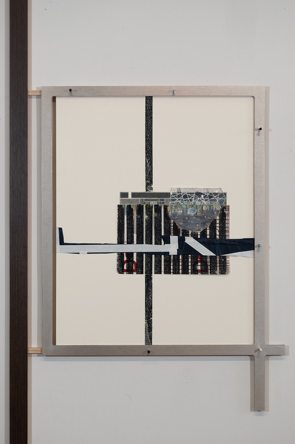 mainline (sskl)  Ink, graphite, oil marker, carbon paper, colored pencil, carbon transfer and tape on paper. Formica and wood. 2013 - 80 x 27 x 3