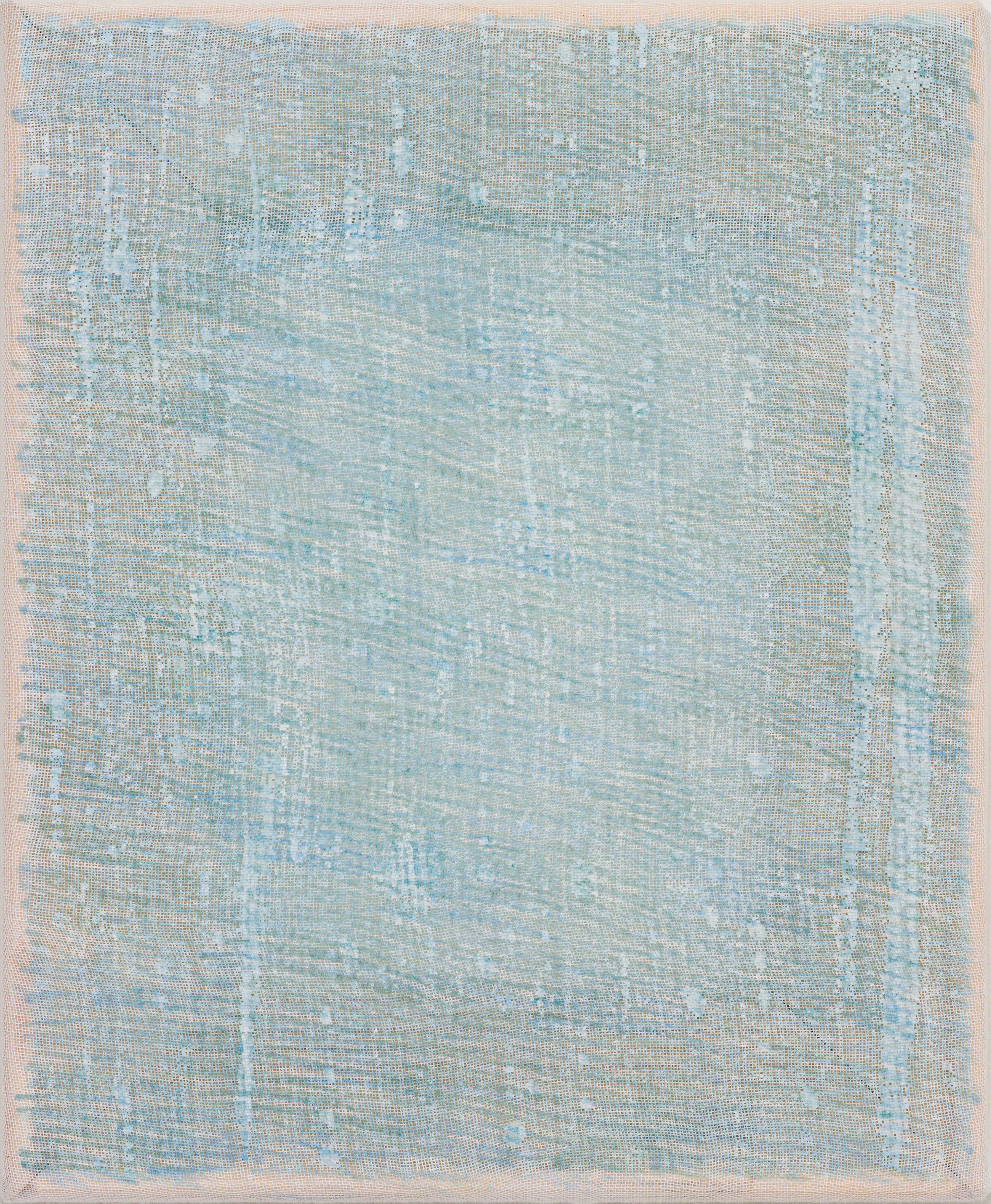 Study on scrim (from your rainy canal), 2024, oil on scrim, 25x20cm