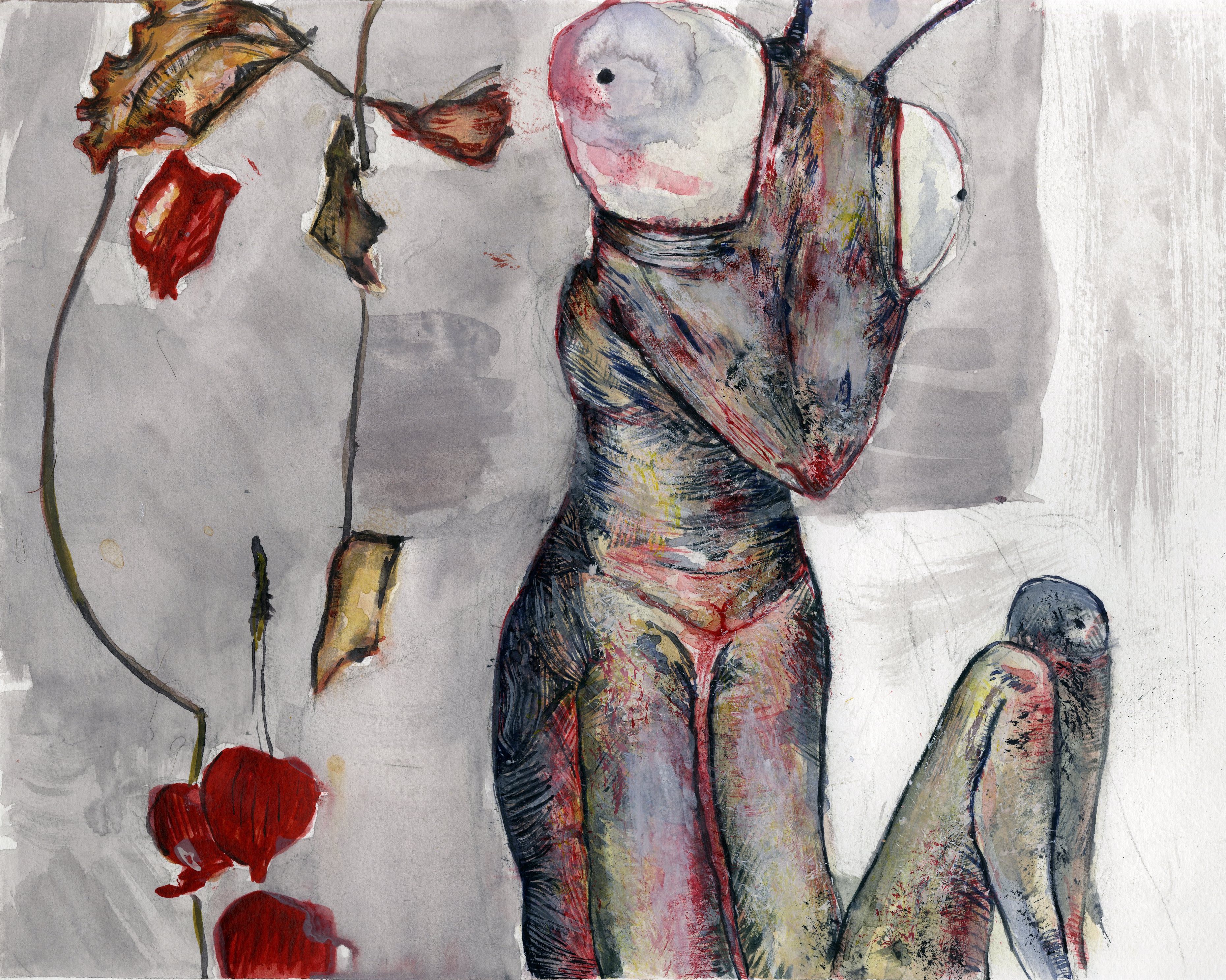 egon schiele Mantis Portrait 2018 watercolor