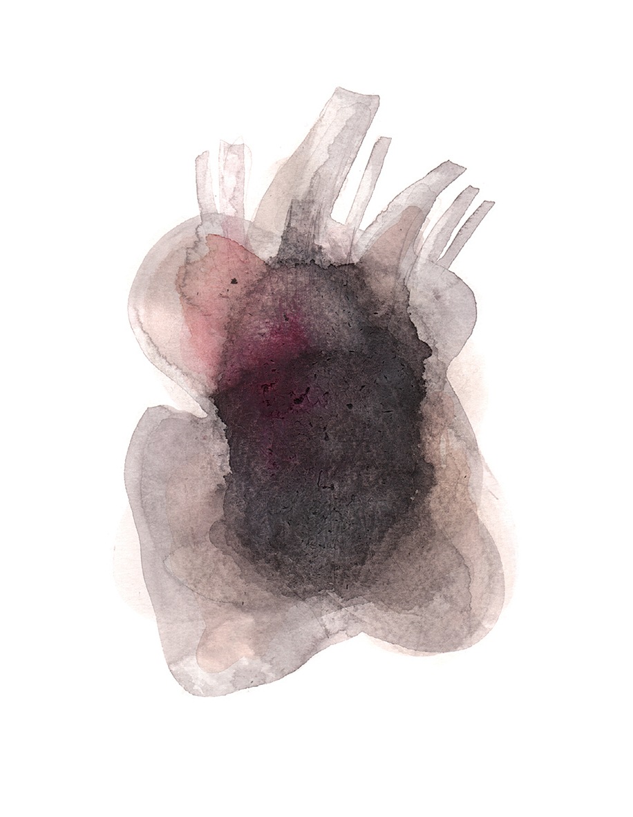 Chest Pulse; #4, 2020, Acrylic Ink on Paper, 38x28 cm.