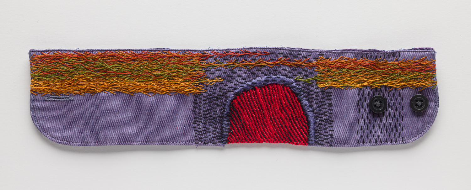 Cuff 20, 2025. Mending and embroidery in shirt cuff. Photography by Tim Thayer.