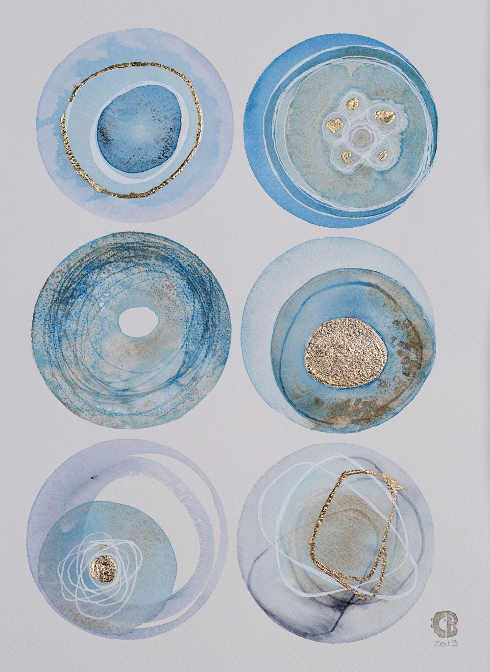 Six of One... 2018  Watercolor, ink, and metallic foil 8" x 10"