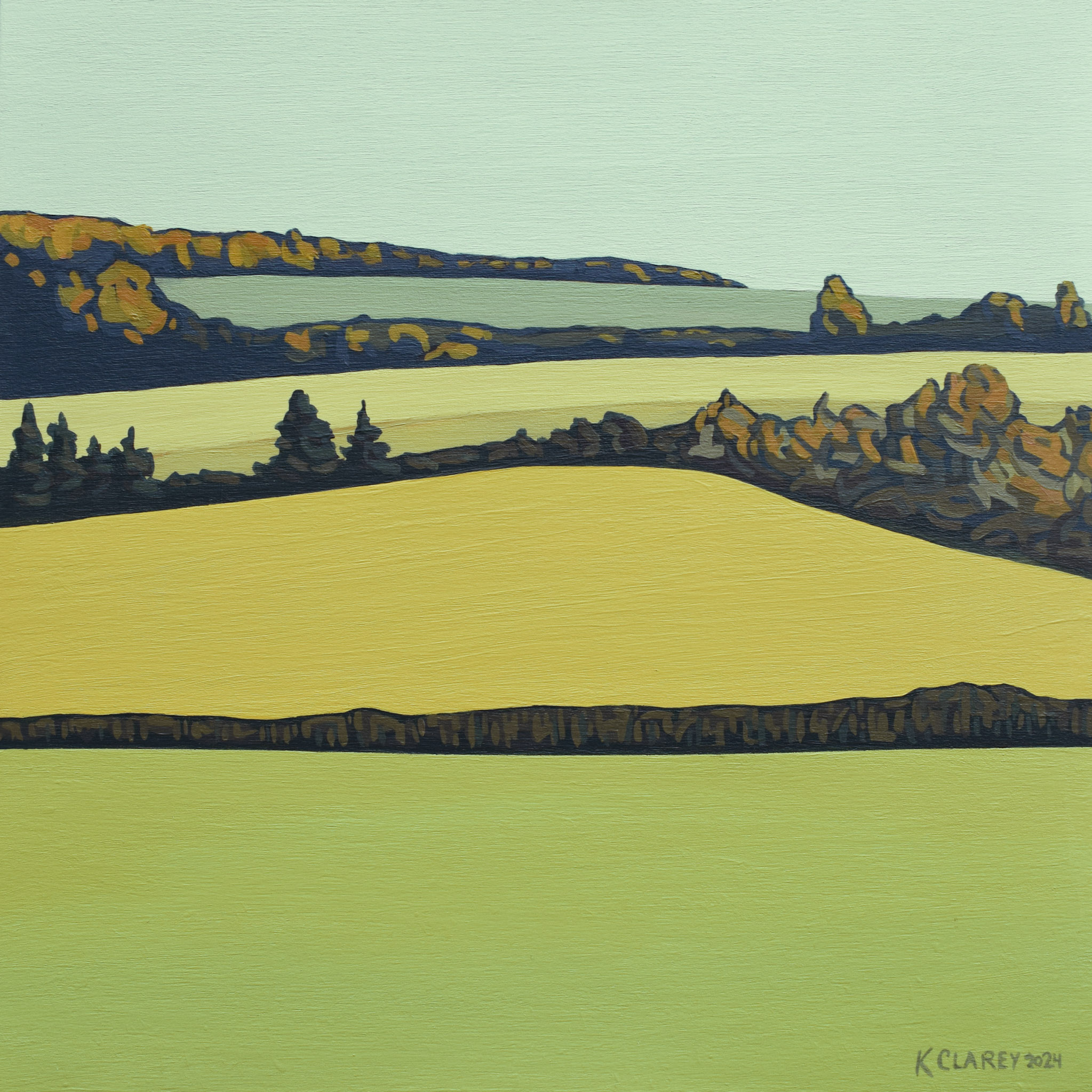 Ochre Hills, Acrylic on Cradle Board, 12 x 12". SOLD