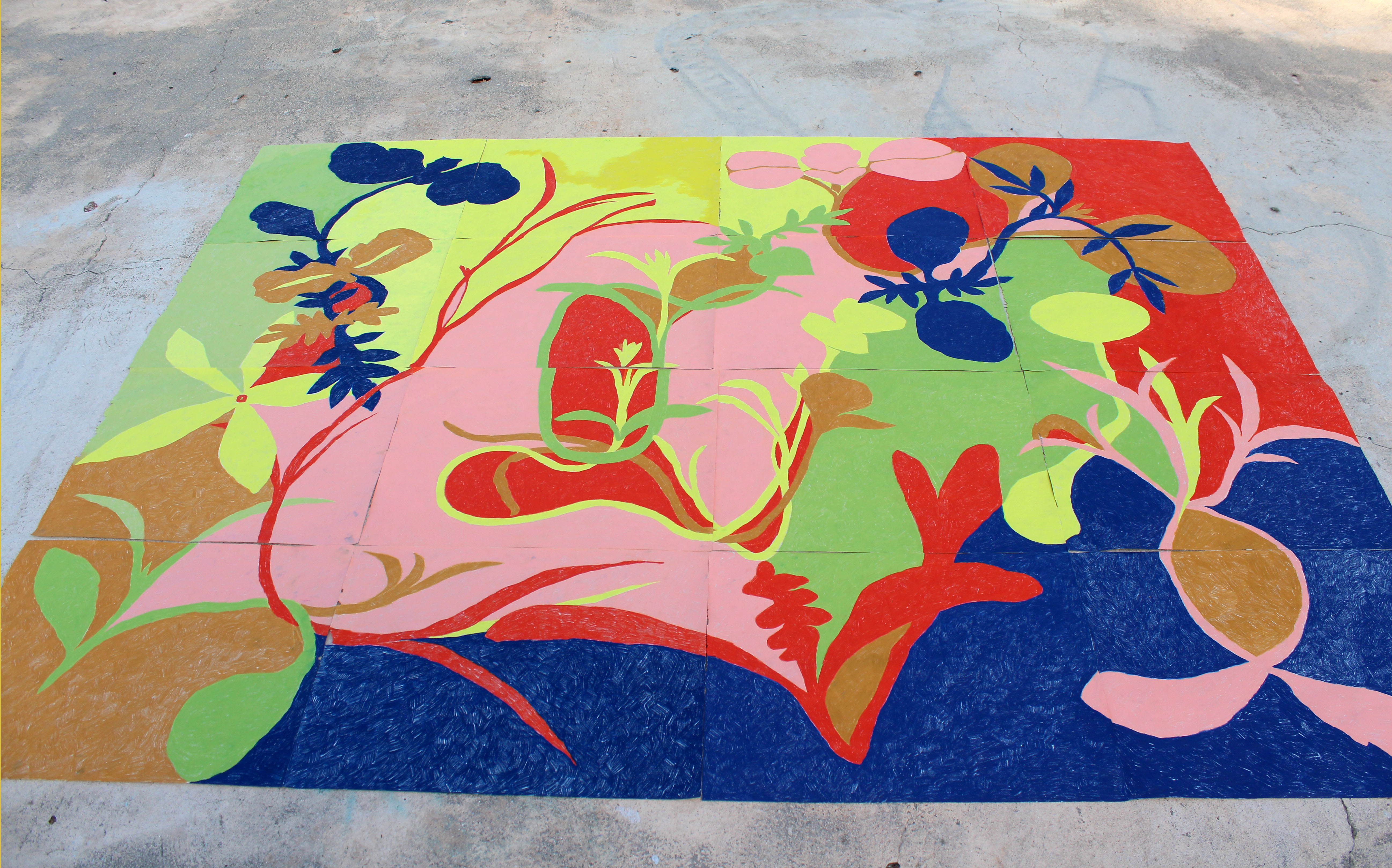 Newsprint Mural, wax pastel on newsprint, 72 x 96 inches, 2020