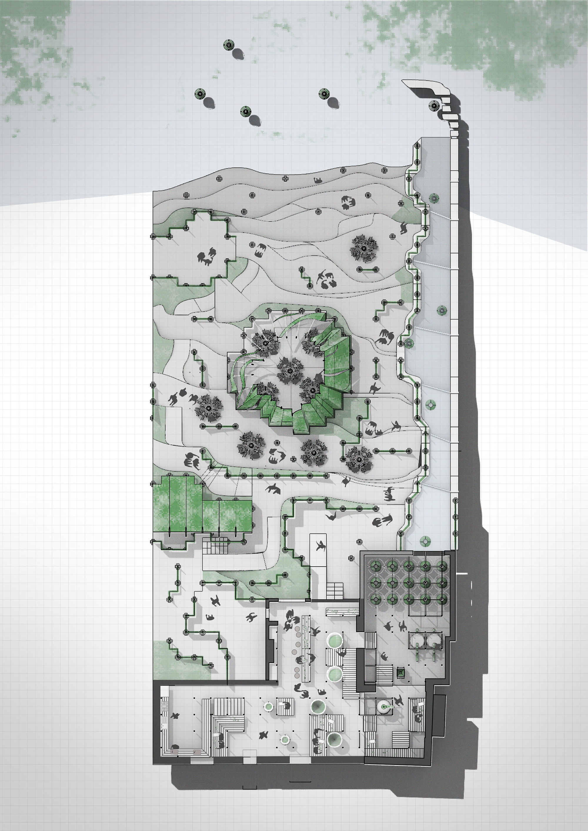 First Floor Plan during Summer Bloom