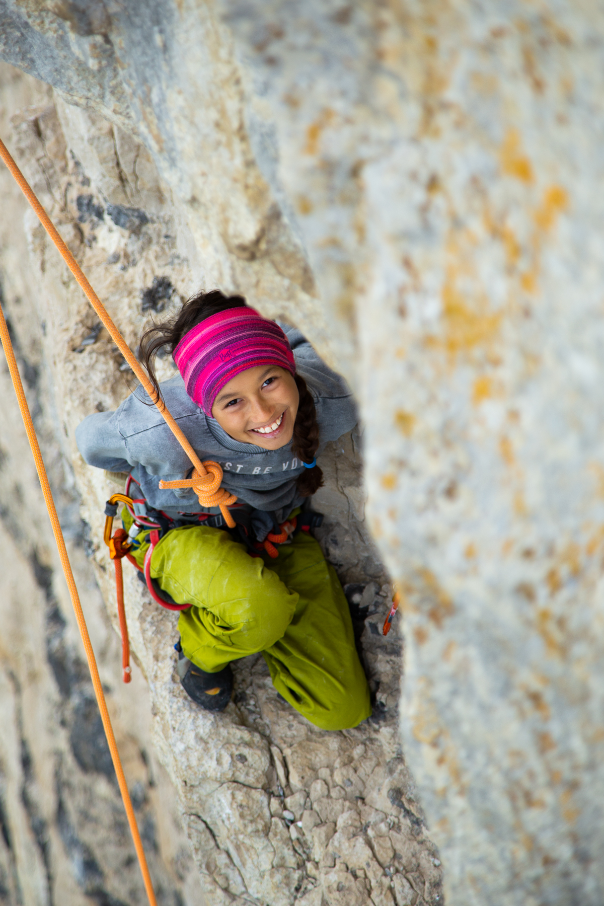 Rose Merrett climbing "Nihil" 7b, Portland, UK, 2020
