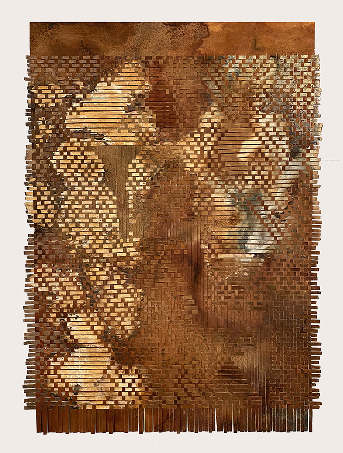 Ephemeral 02, woven painting, cotton paper, natural dyes, 58x100cm, 2020