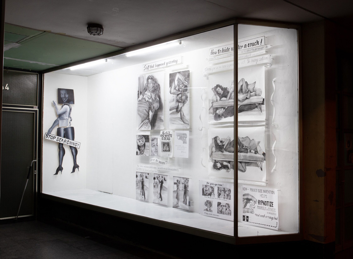 Annabelle Agbo Godeau, Stop searching (I got everything you need) (2021) | Installation view at Sonneundsolche, Düsseldorf