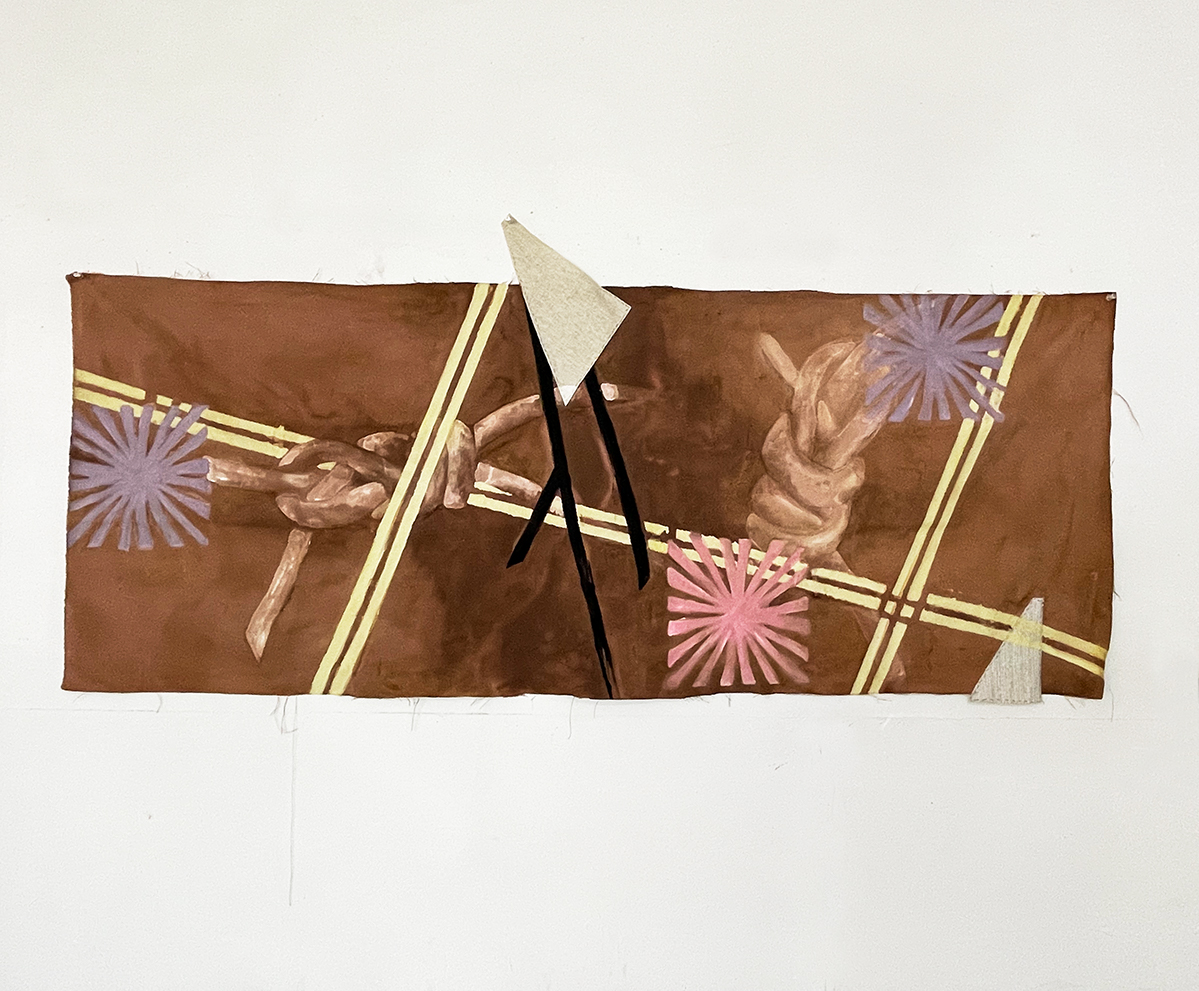 bowline: mixed media painting, 21”x 56”