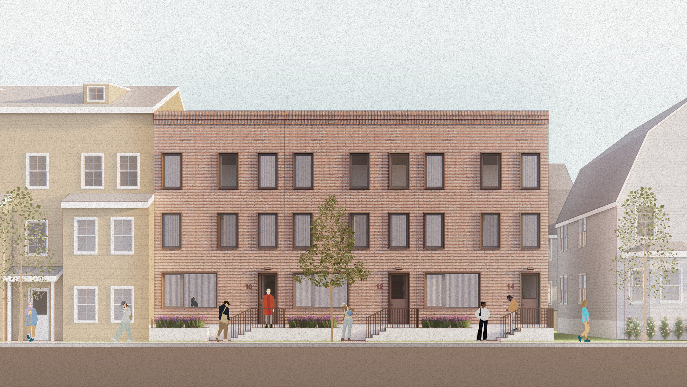 Three townhouses on an infill lot
