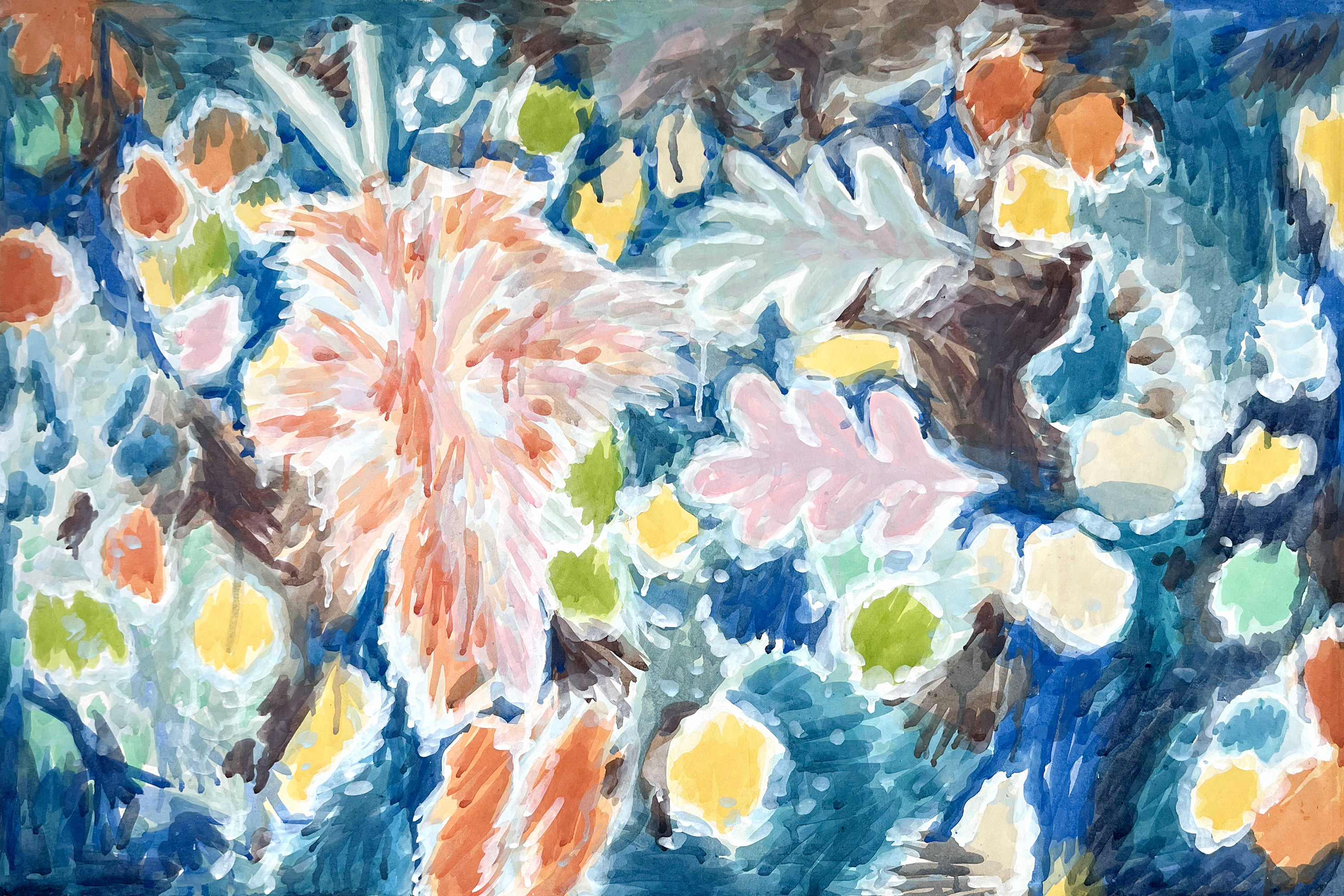 상강: 돌고 돈다, 2024, 순지에 채색, 90 x 60 cm