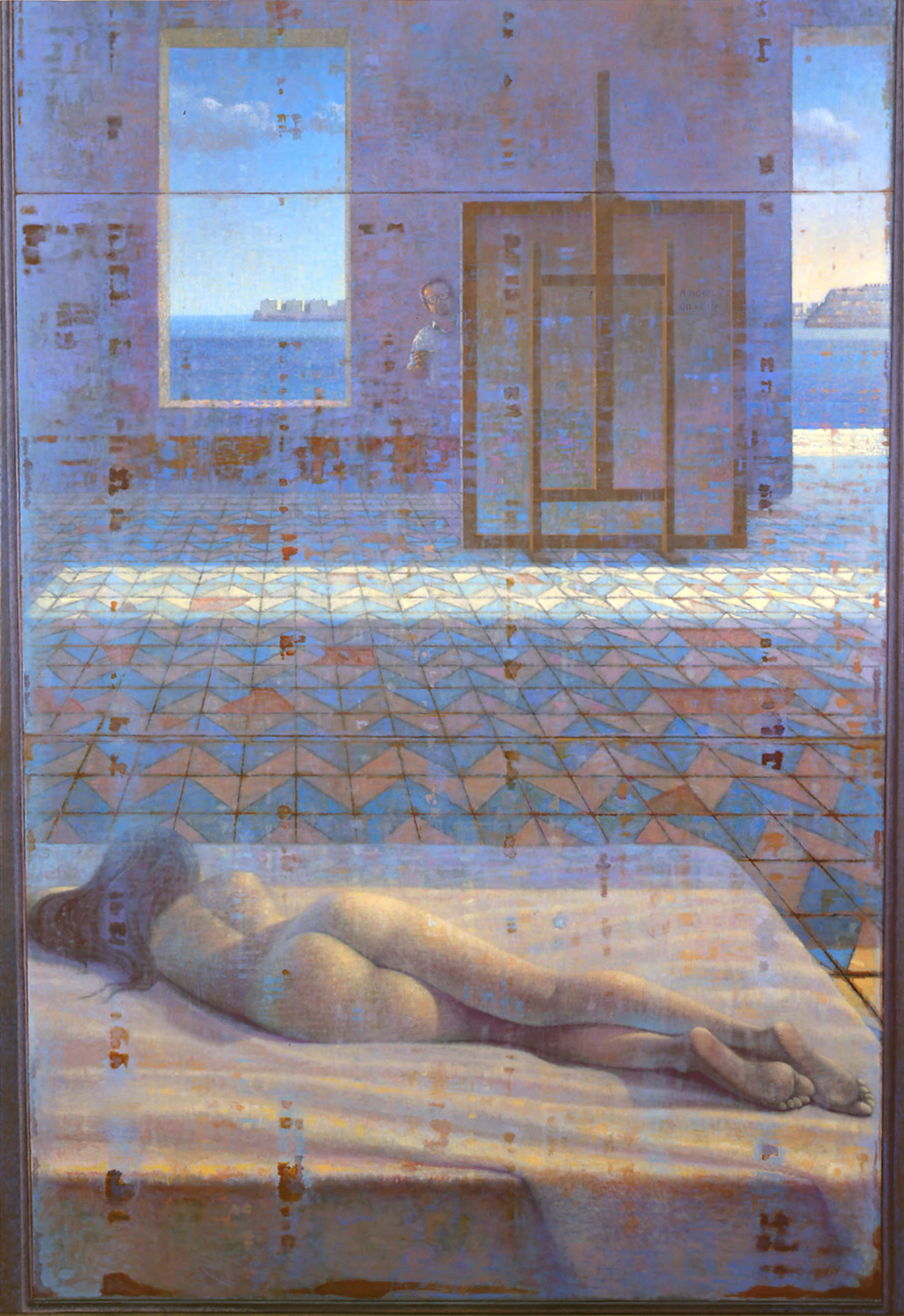 Atelier (pittore e modella), 2002-2003, olio su tela, 230 x 160 cm