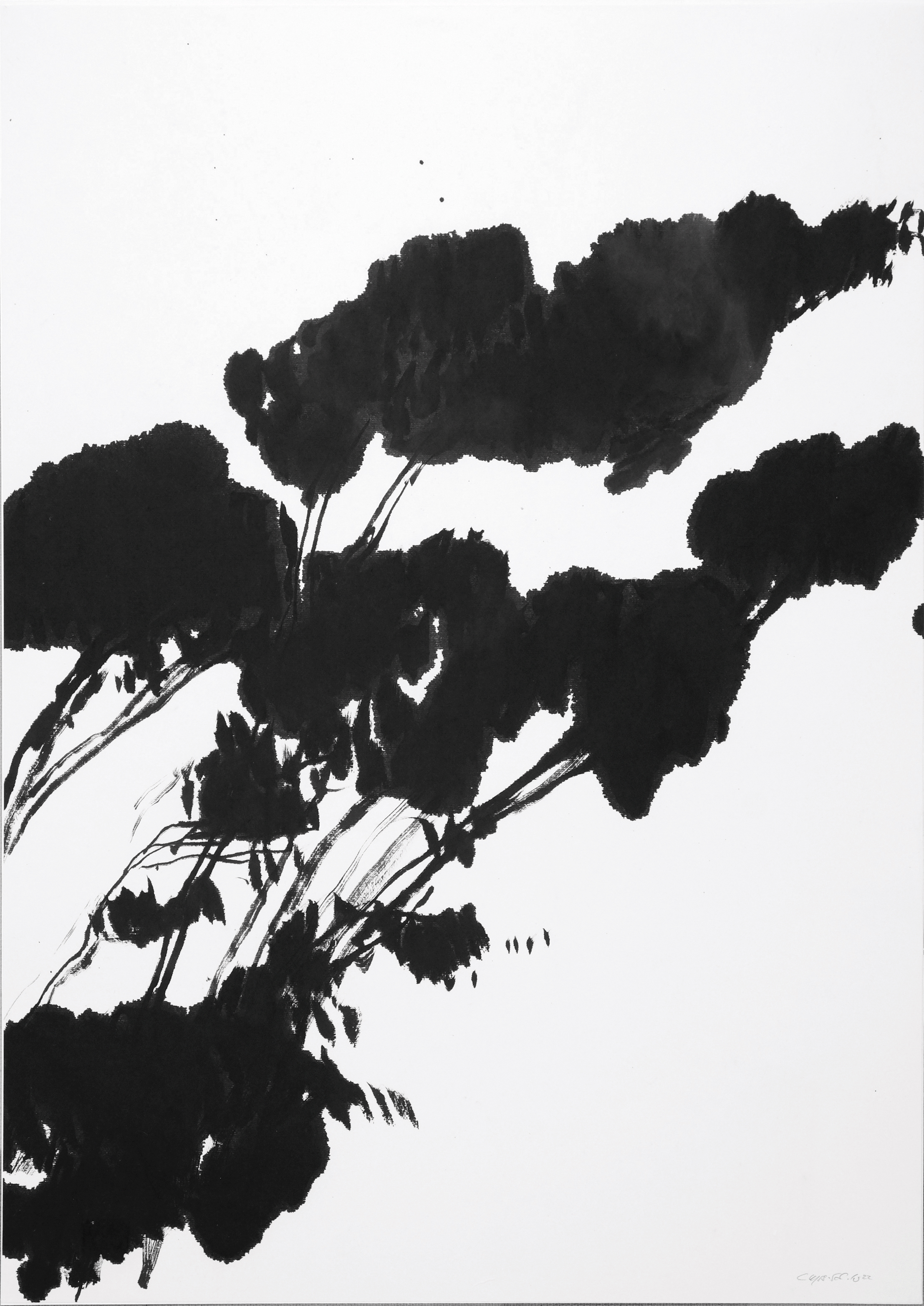 Wind     2022 Tusche auf Reispapier, aufgezogen auf Papier 70 x 50 cm