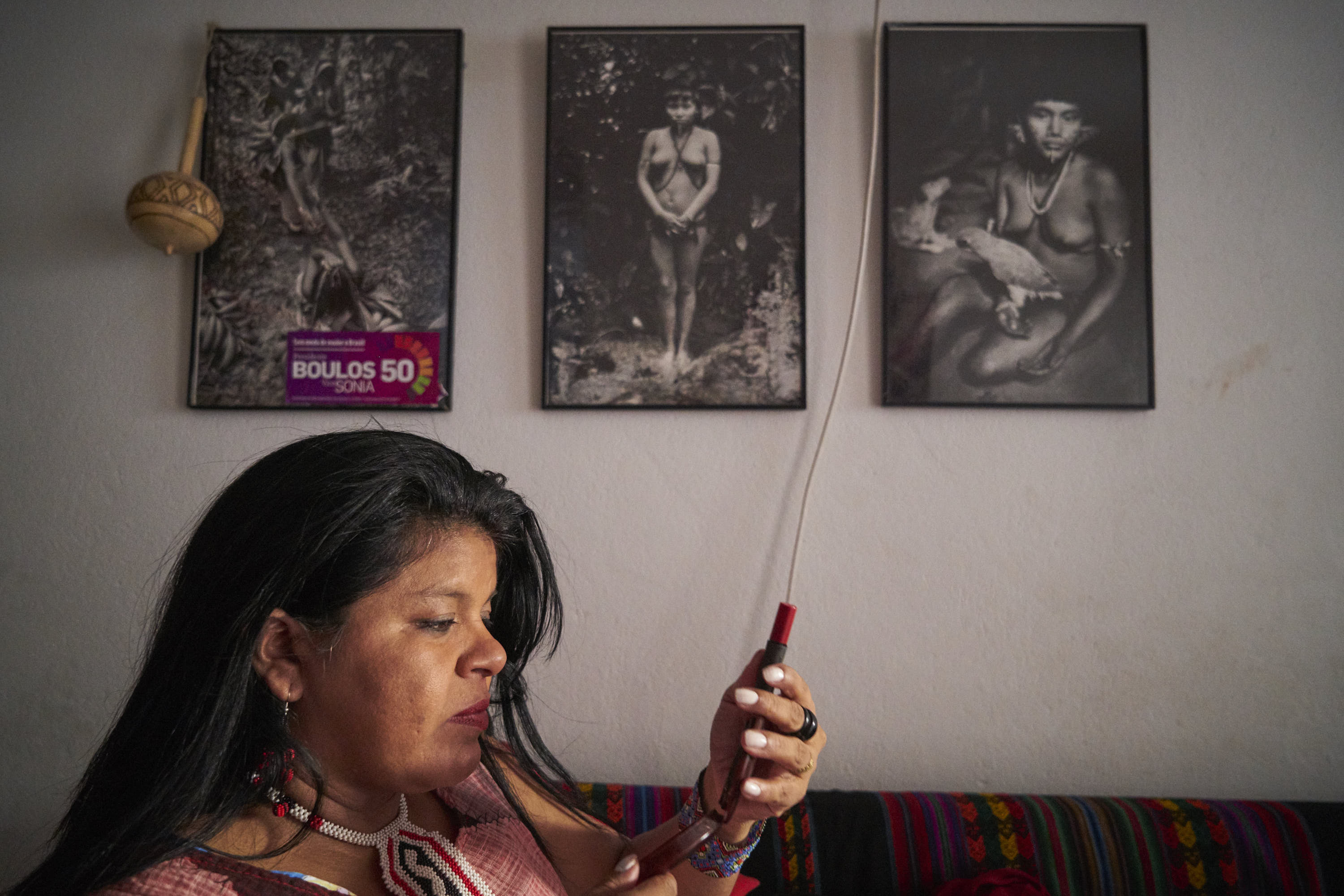 Sonia putting make up at her home in Imperatriz, Maranhão, before heading to a political act.