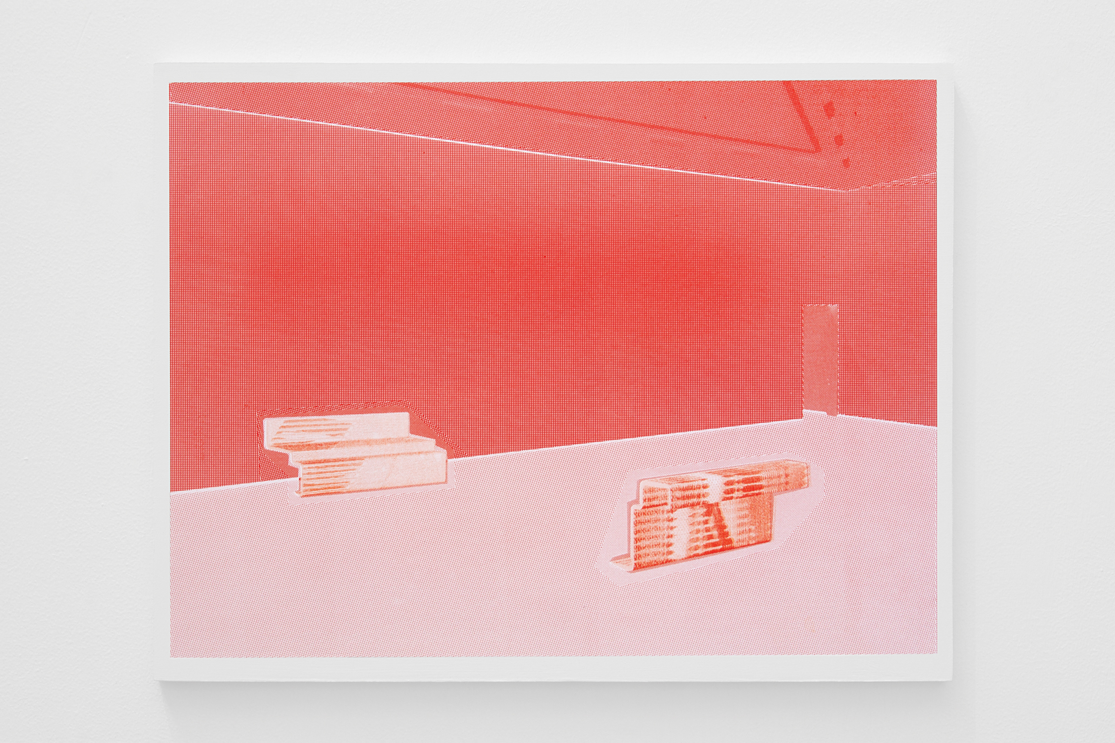 Los Angeles Interior 2, 2019, acrylic and screen print on panel, 17x22 inches