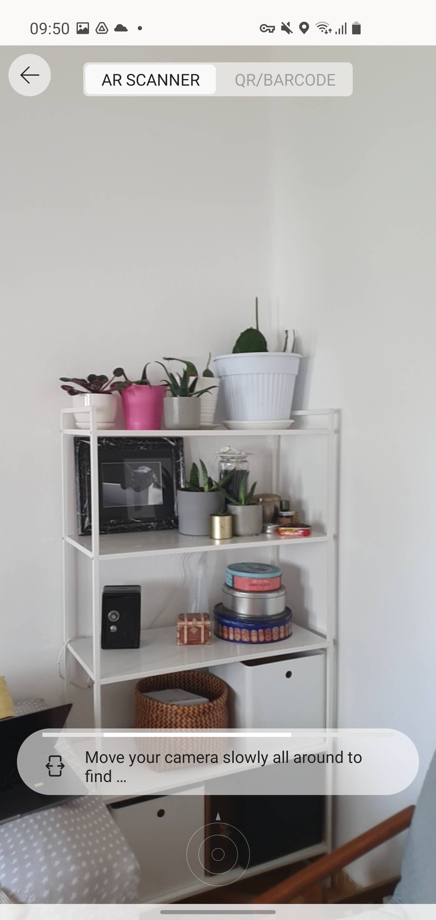 Help banner and a progress bar for surface mapping in "Scanning" mode.