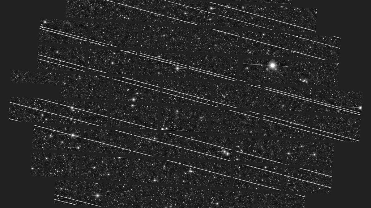 SpaceX’s Starlink satellites streaking across the night sky in November 2019. National Optical-Infrared Astronomy Research Laboratory/CTIO