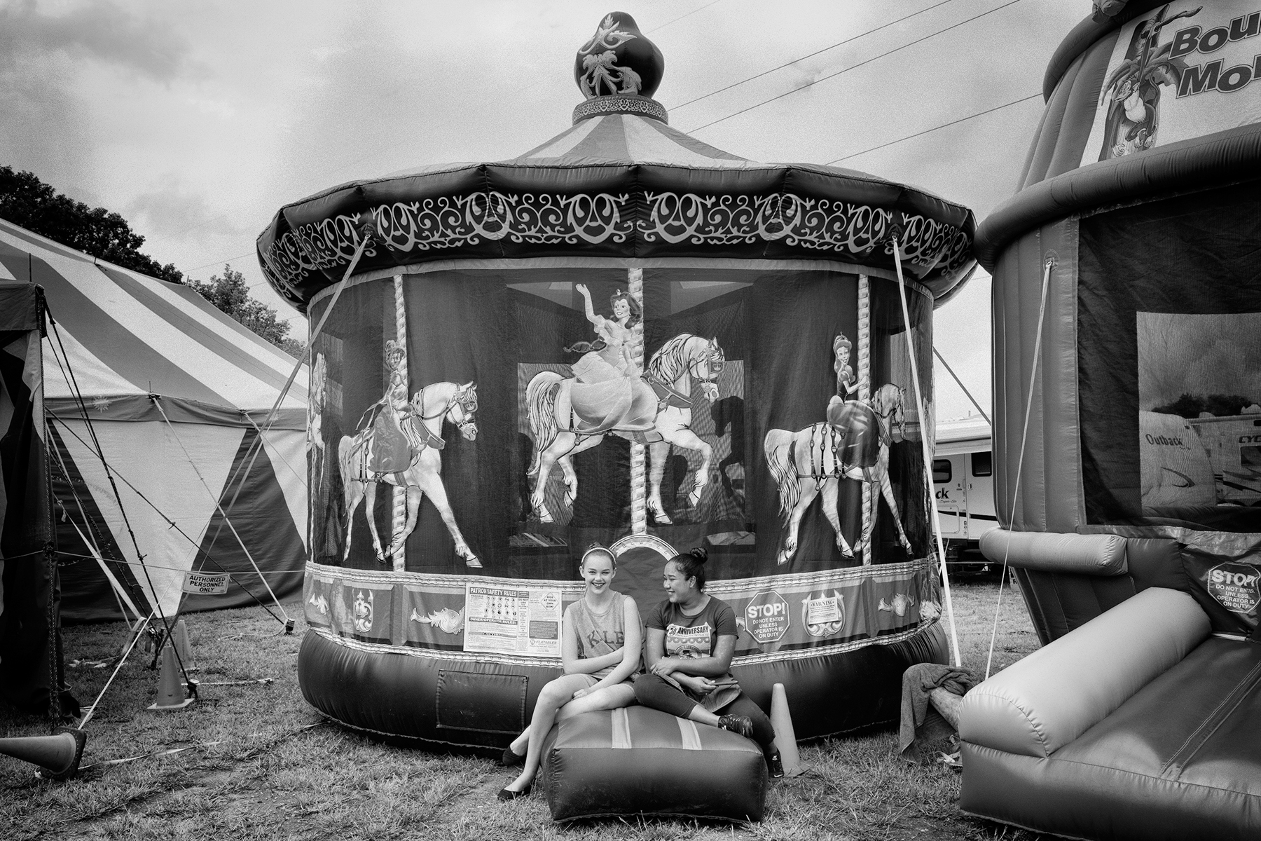 Miss Georgia (left) and Belgica (right) chat before the show.