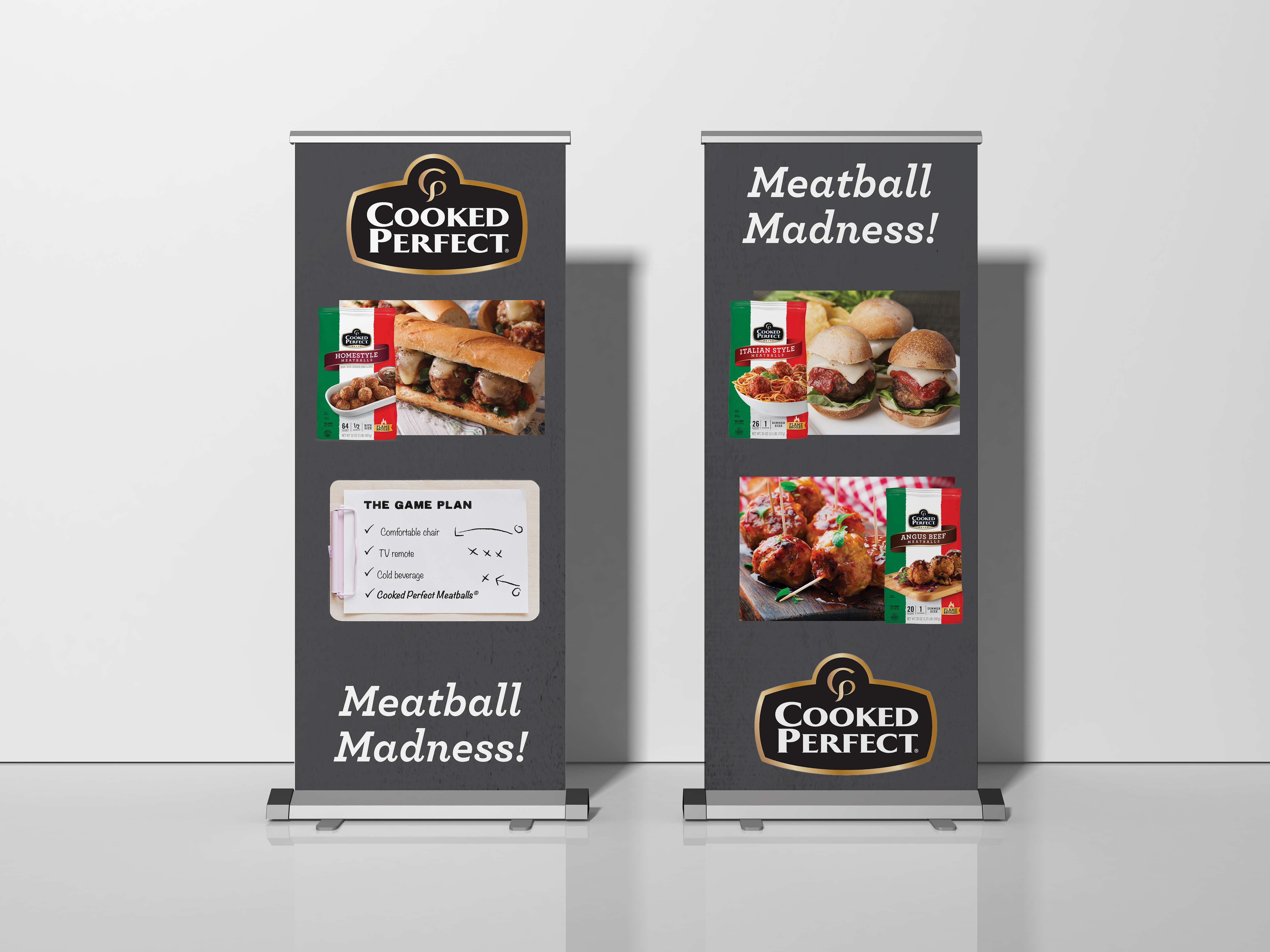 Design + Prepress for Cooked Perfect Meatballs. Made in collaboration with INSTIGATOR, 2020