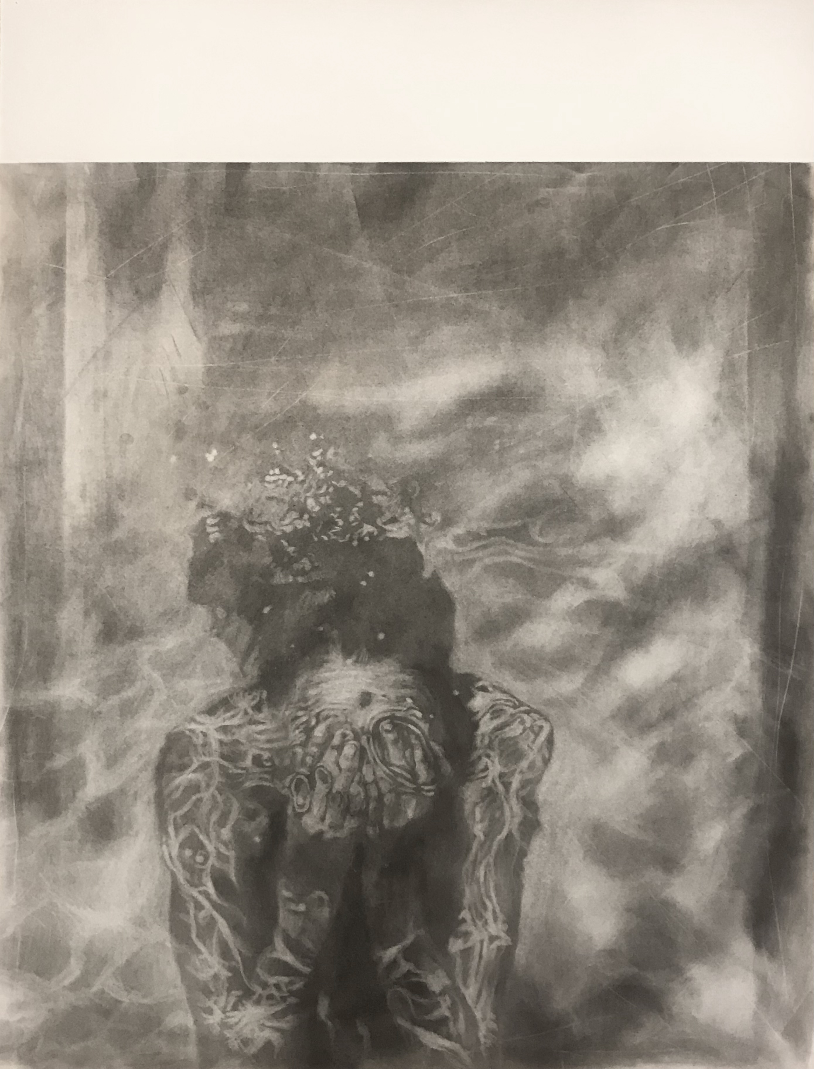 "The Moment” 2022 Drawing - Pastel powder and rubber on card, 65x50 cm
