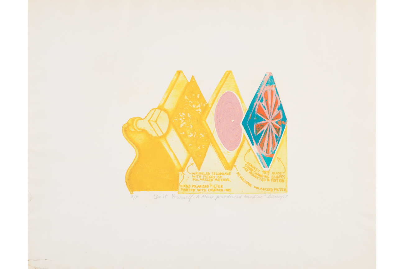 Juan DowneyA Small Mass Produced Machine del portafolio "Do It Yourself", 1967Aguafuerte viscoso Hayter sobre papel Arches58 x 73 cm