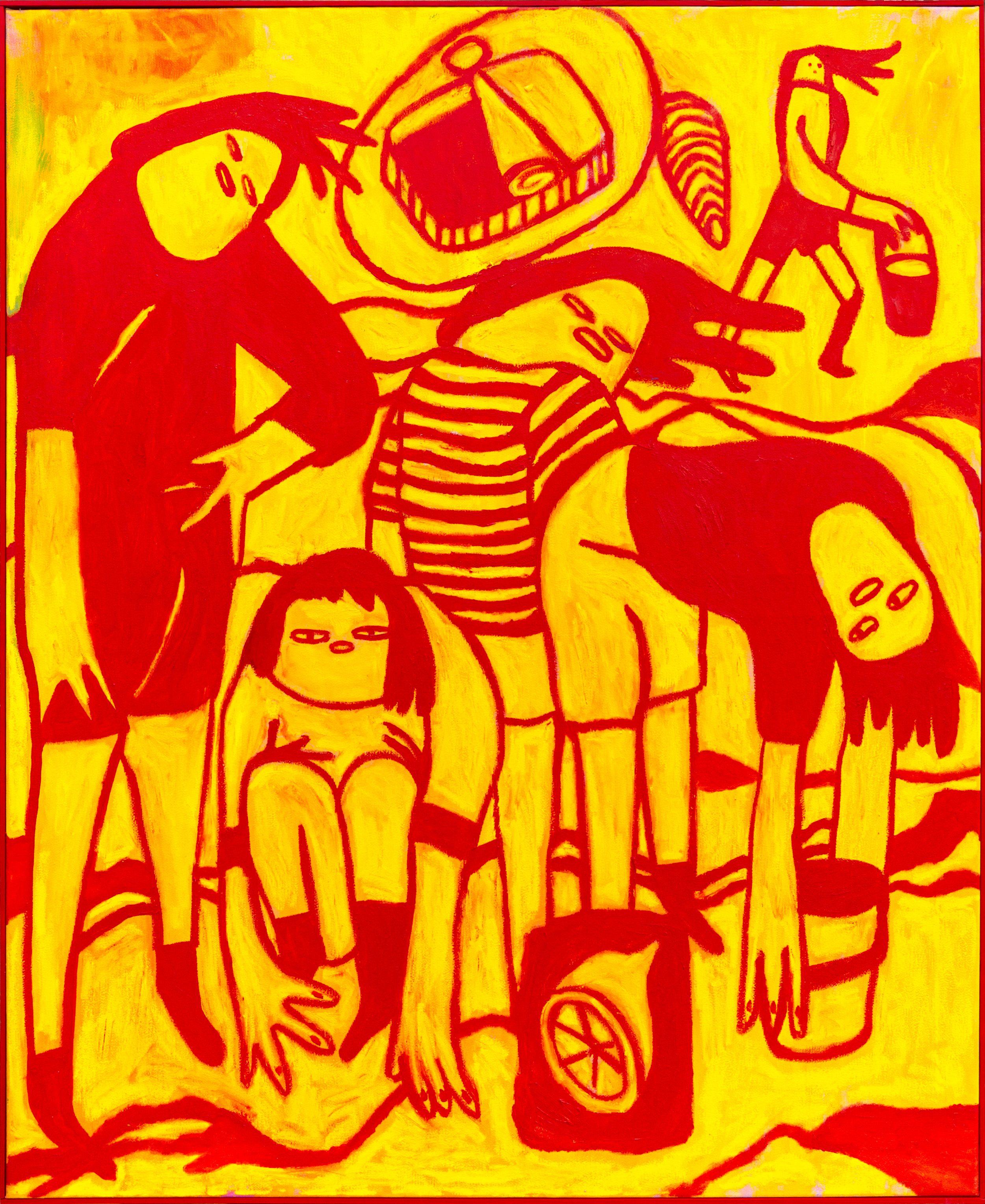 mixed seafood plate, oil, oil stick, 90x115, 2025