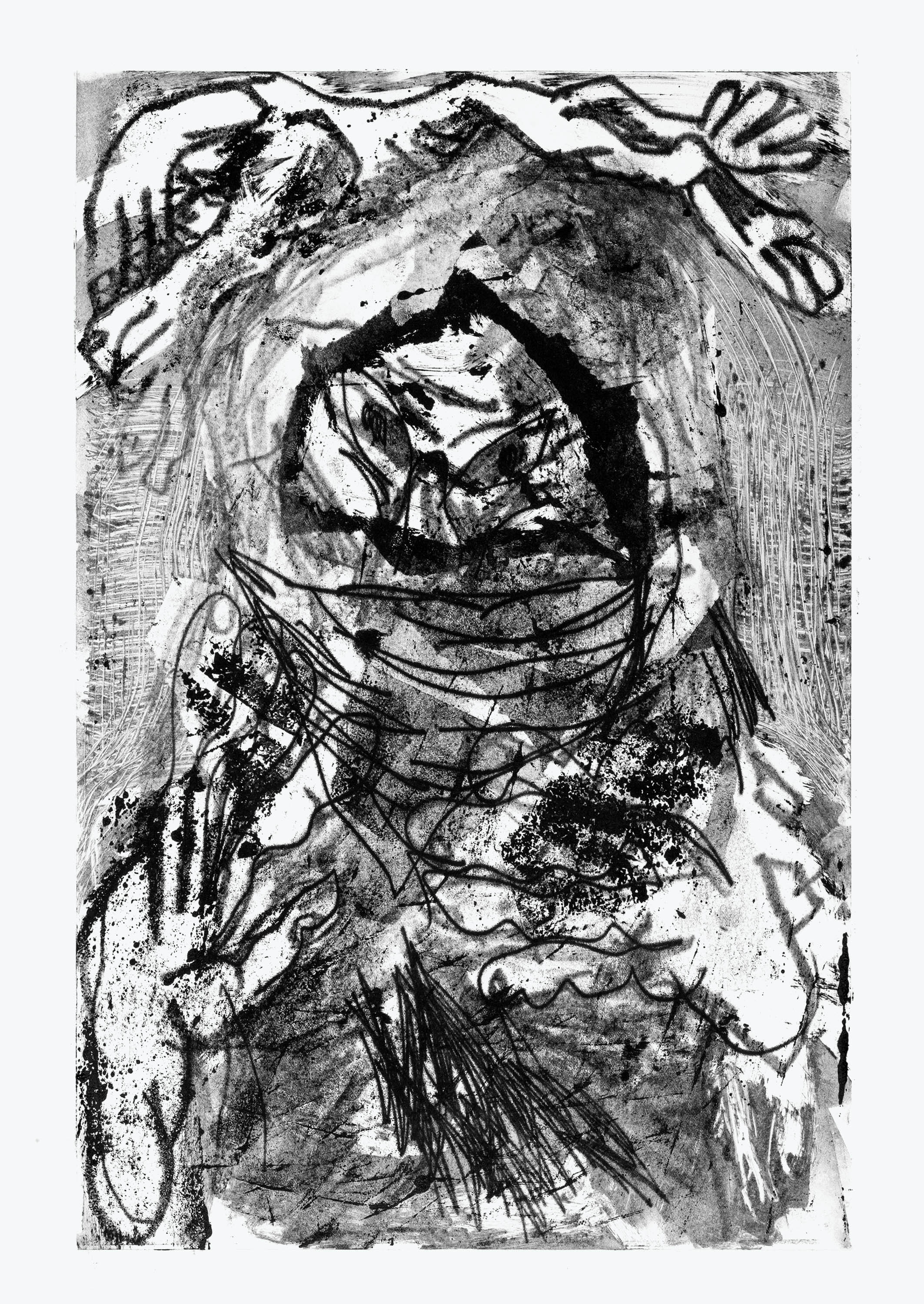 Uomo con Bandana e Spiritomonotype on paper, unique. 50x35cm, 2017