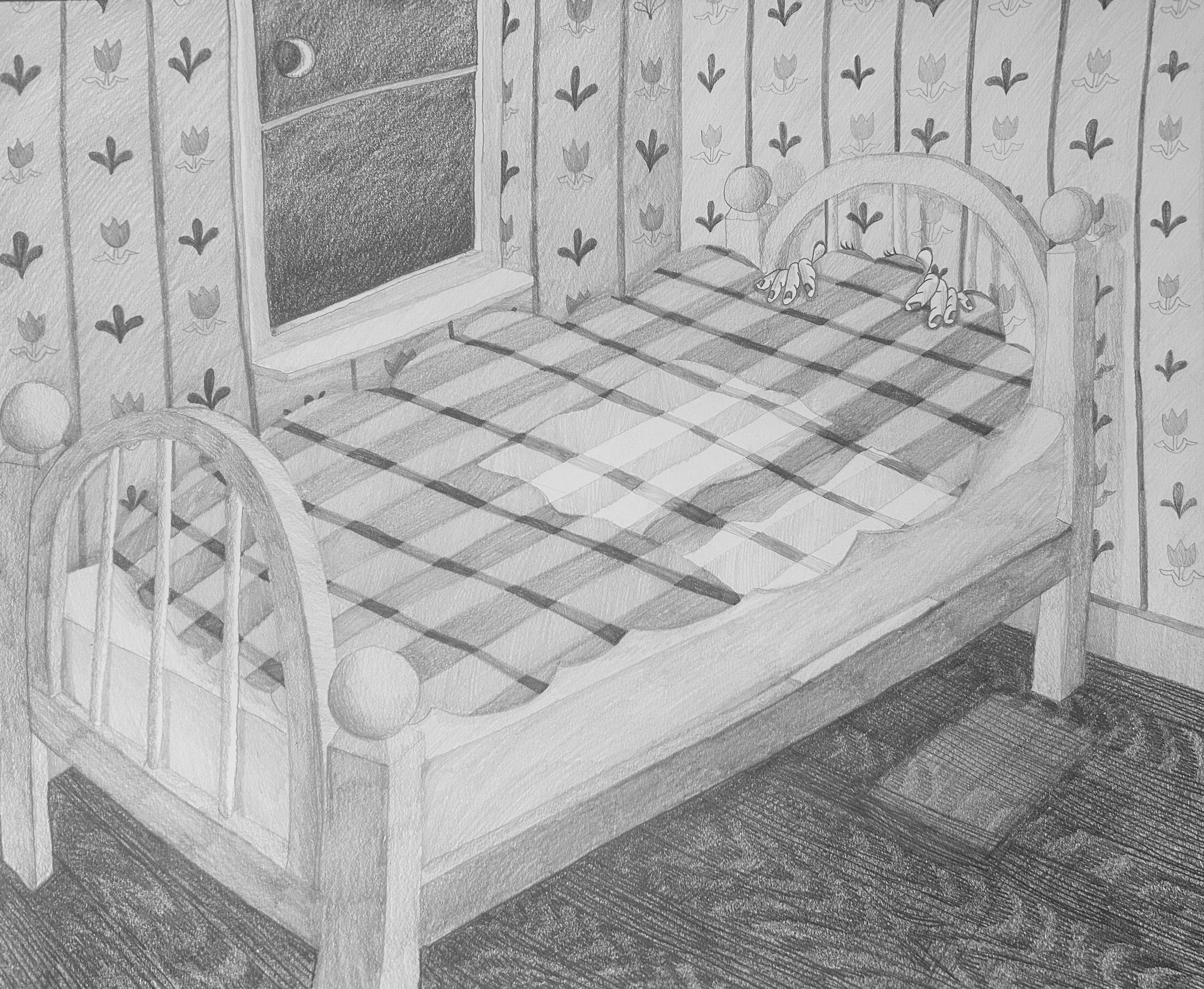 "can't get me here!" graphite on paper, 14"x17", July 2025