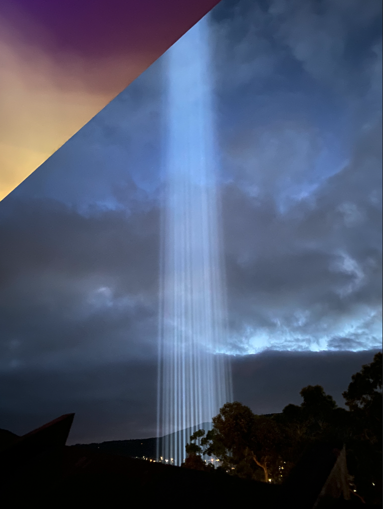 Foreground: Armana (AKA the worlds nicest patio) by James Turrell & focal point: Spectra by Ryoji Ikeda @ the grounds of MONA