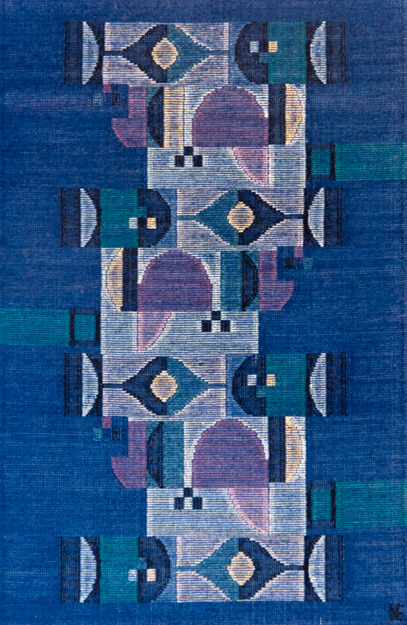 Handwoven wool rug. Serial production. 1990's