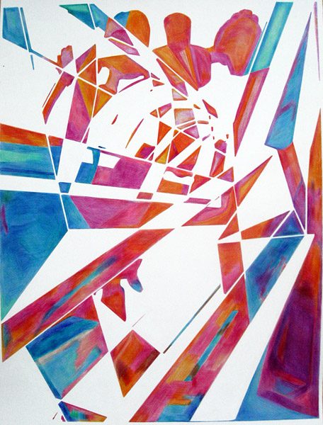 Beaubourg attacks to Monster 2 2010 Colored pencils on paper 40x30cm