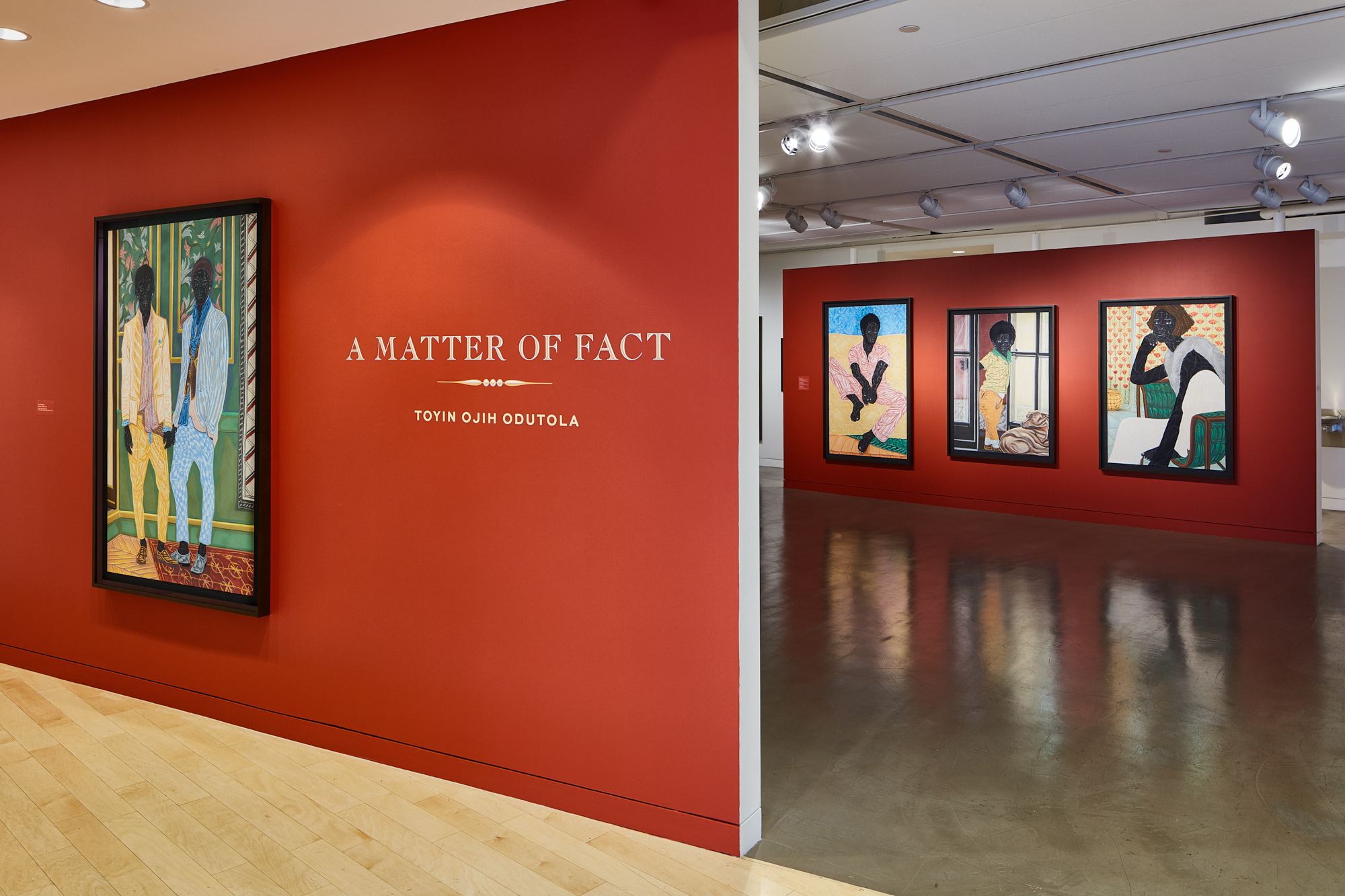 Installation view of "A Matter of Fact: Toyin Ojih Odutola" at the Museum of the African Diaspora, San Francisco, on view from October 26, 2016 through April 2, 2017. (Photo Courtesy of Museum of the African Diaspora)
